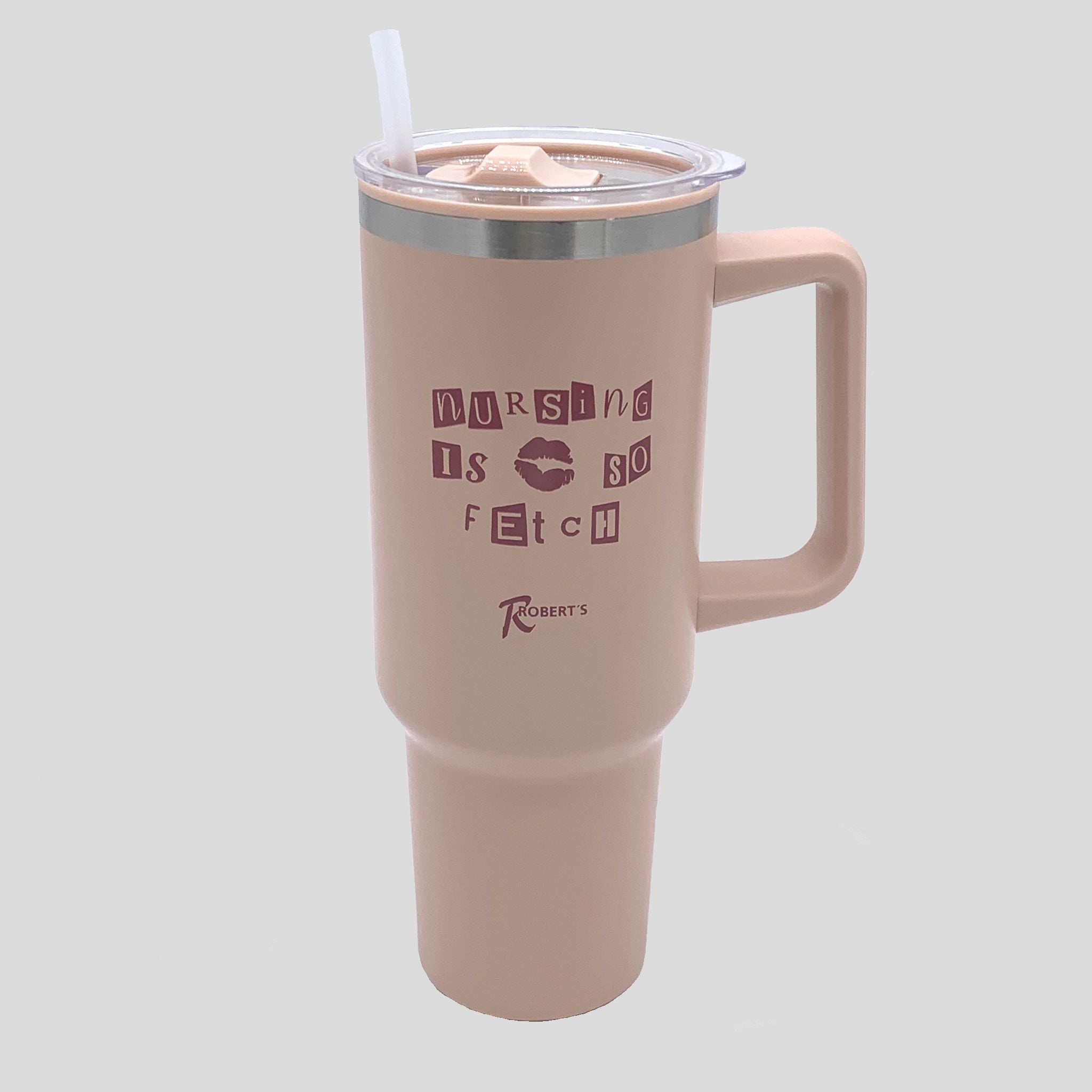 Clock Out Travel Mug | Fetching Pink