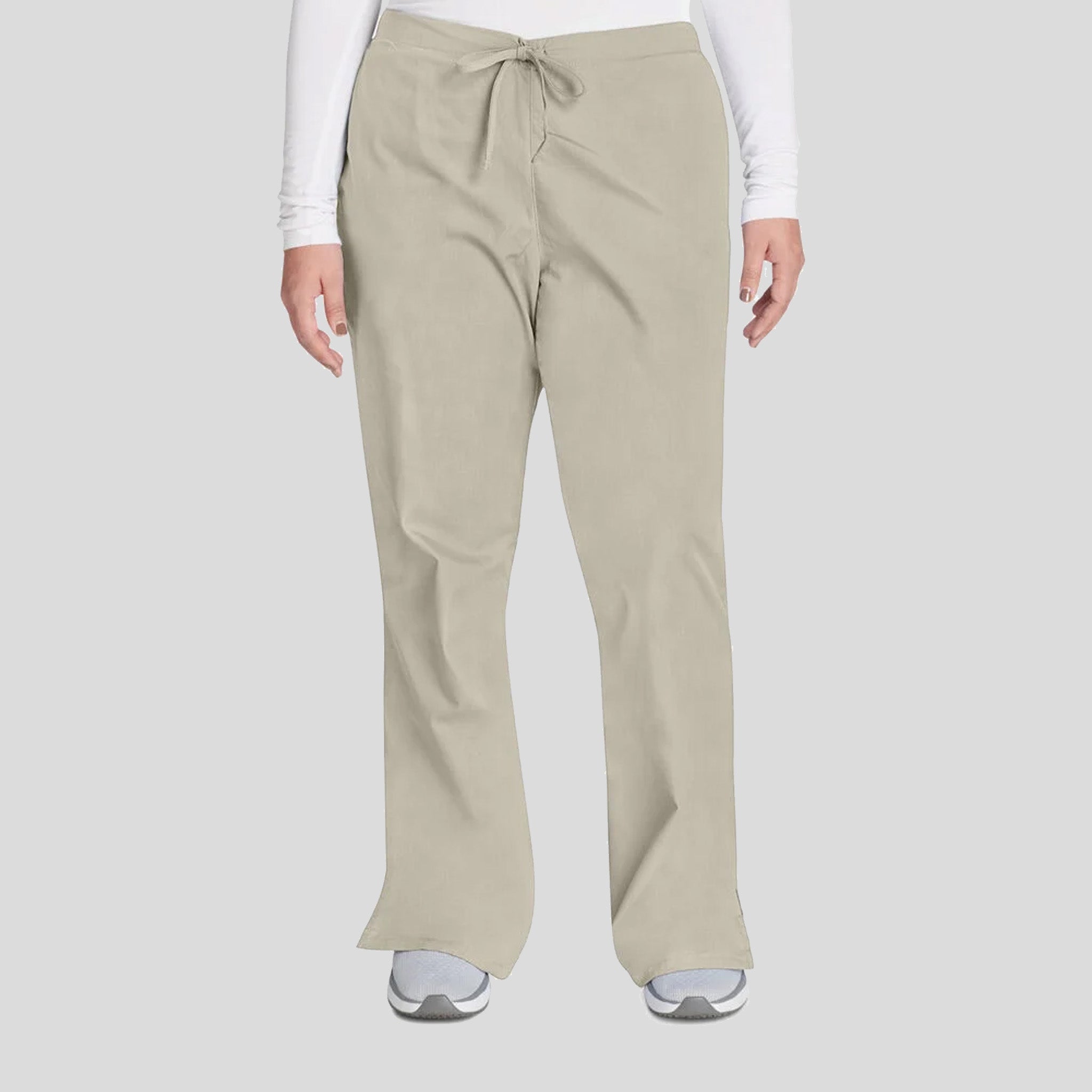 Natural Rise Flare Leg Drawstring Pant | Khaki