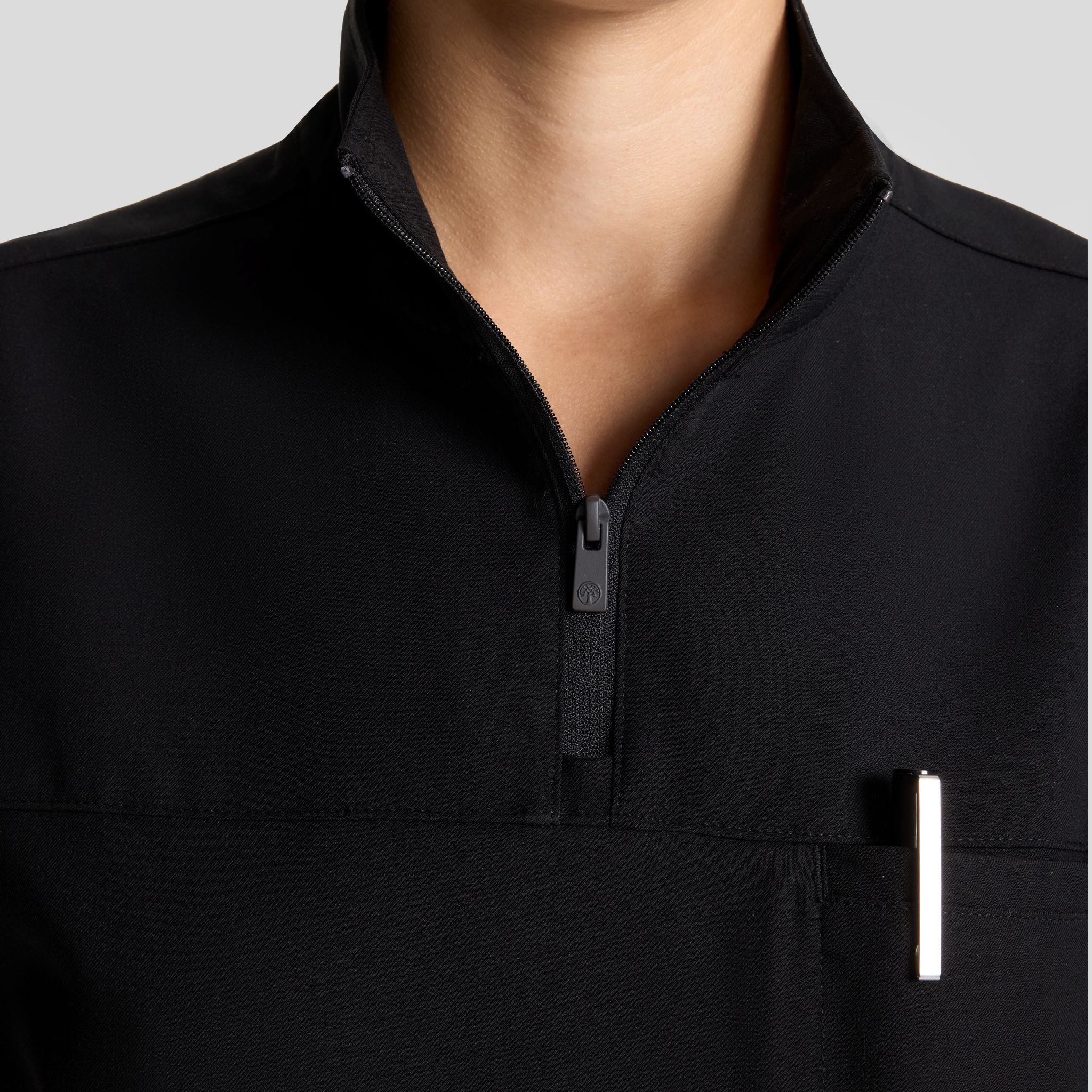 Women's Bella Quarter Zip Scrub Top | Black
