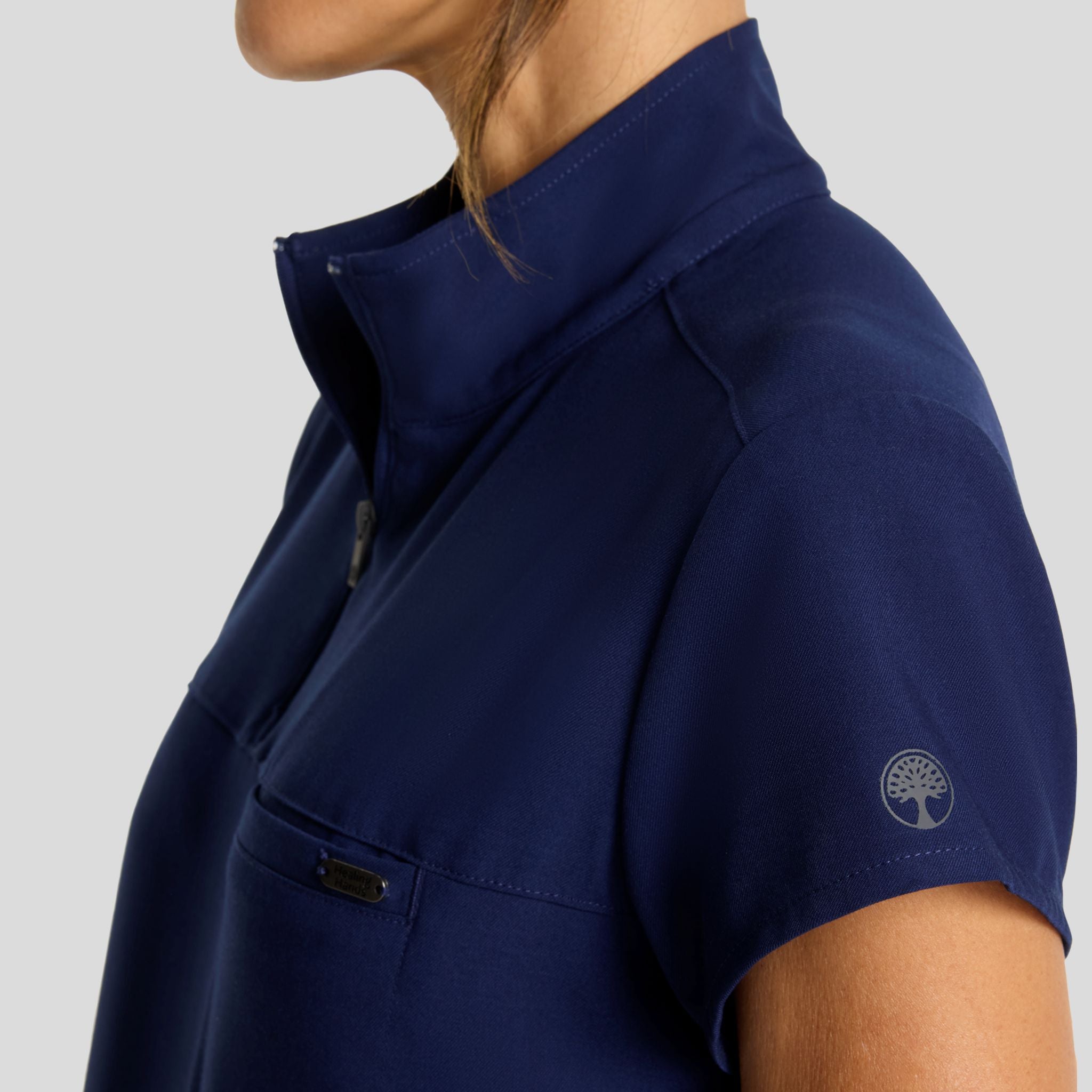 Women's Bella Quarter Zip Scrub Top | Navy
