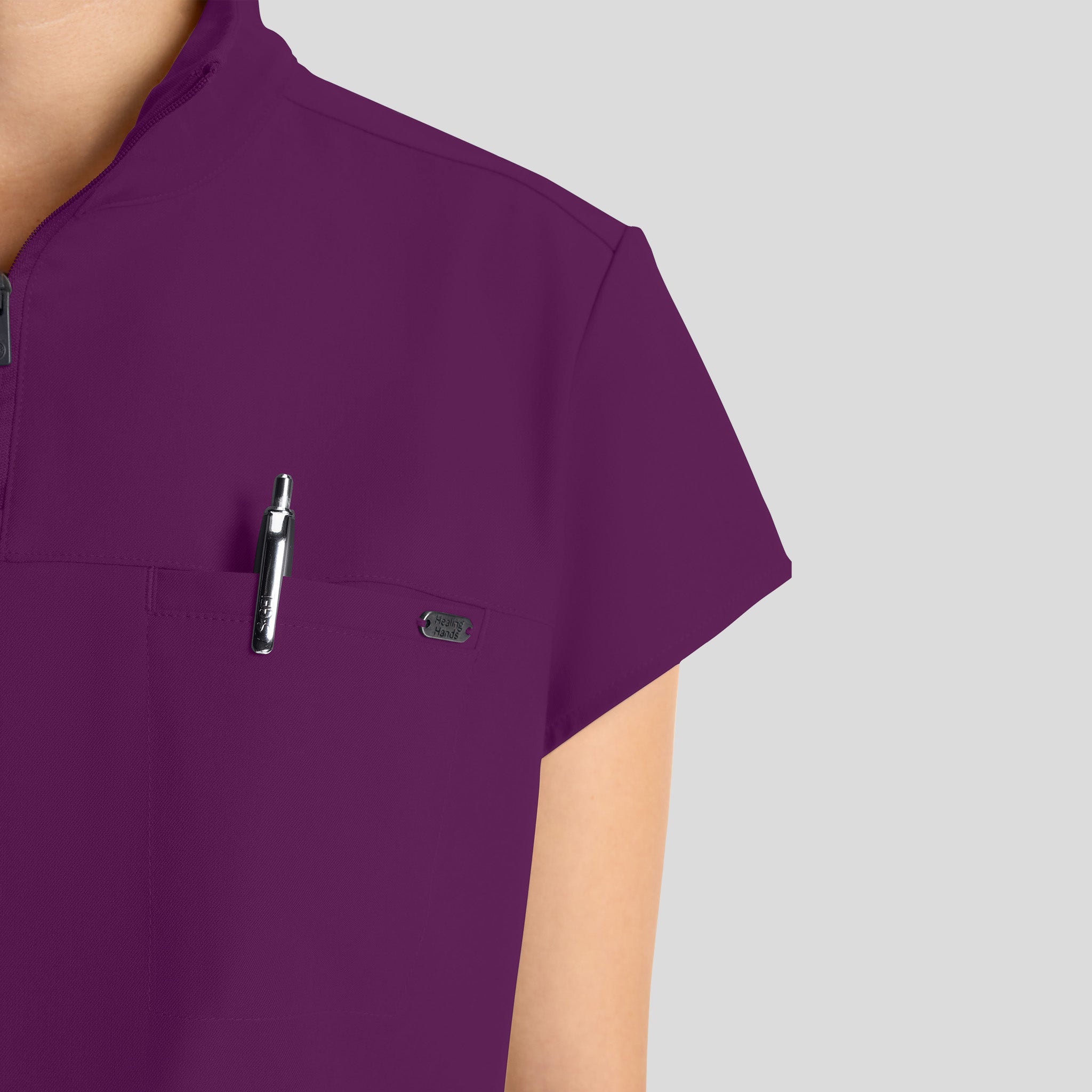 Women's Bella Quarter Zip Scrub Top | Wine