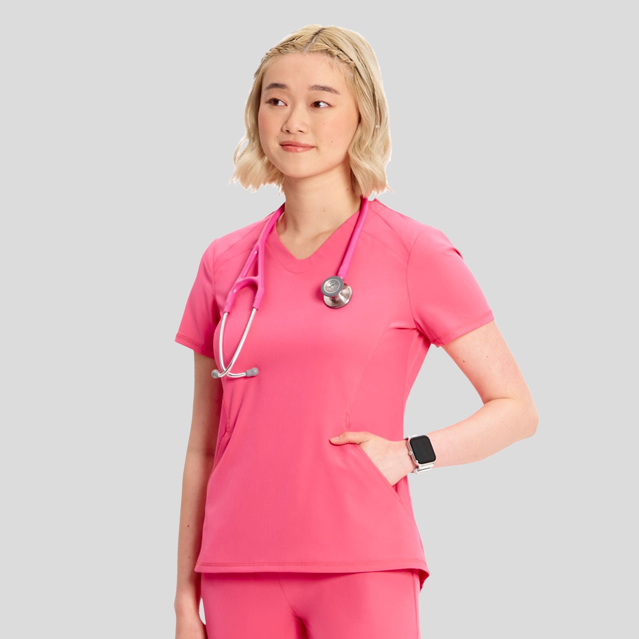 V-Neck Top | Power Pink