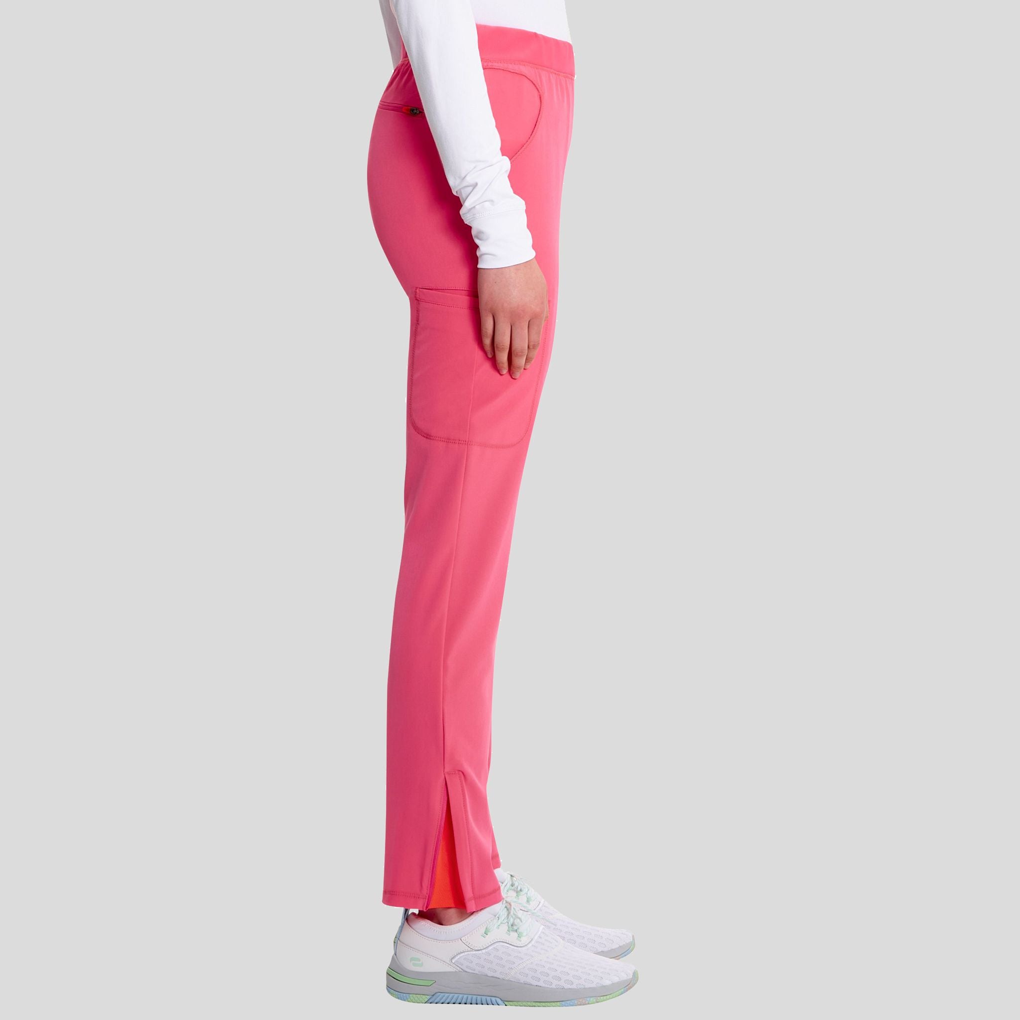 Mid Rise Pull-on Tapered Leg Cargo Pant | Power Pink