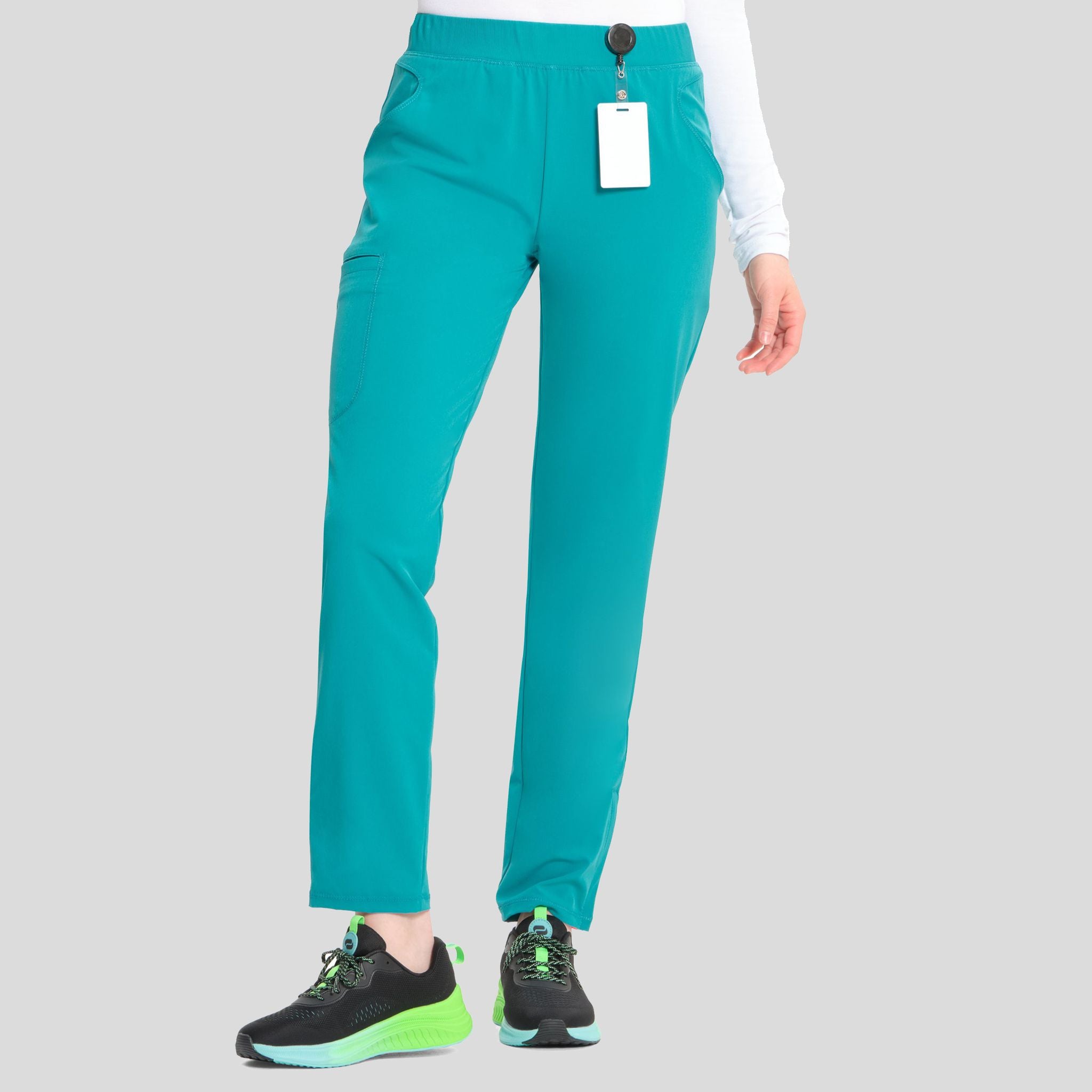 Mid Rise Pull-on Tapered Leg Cargo Pant | Teal