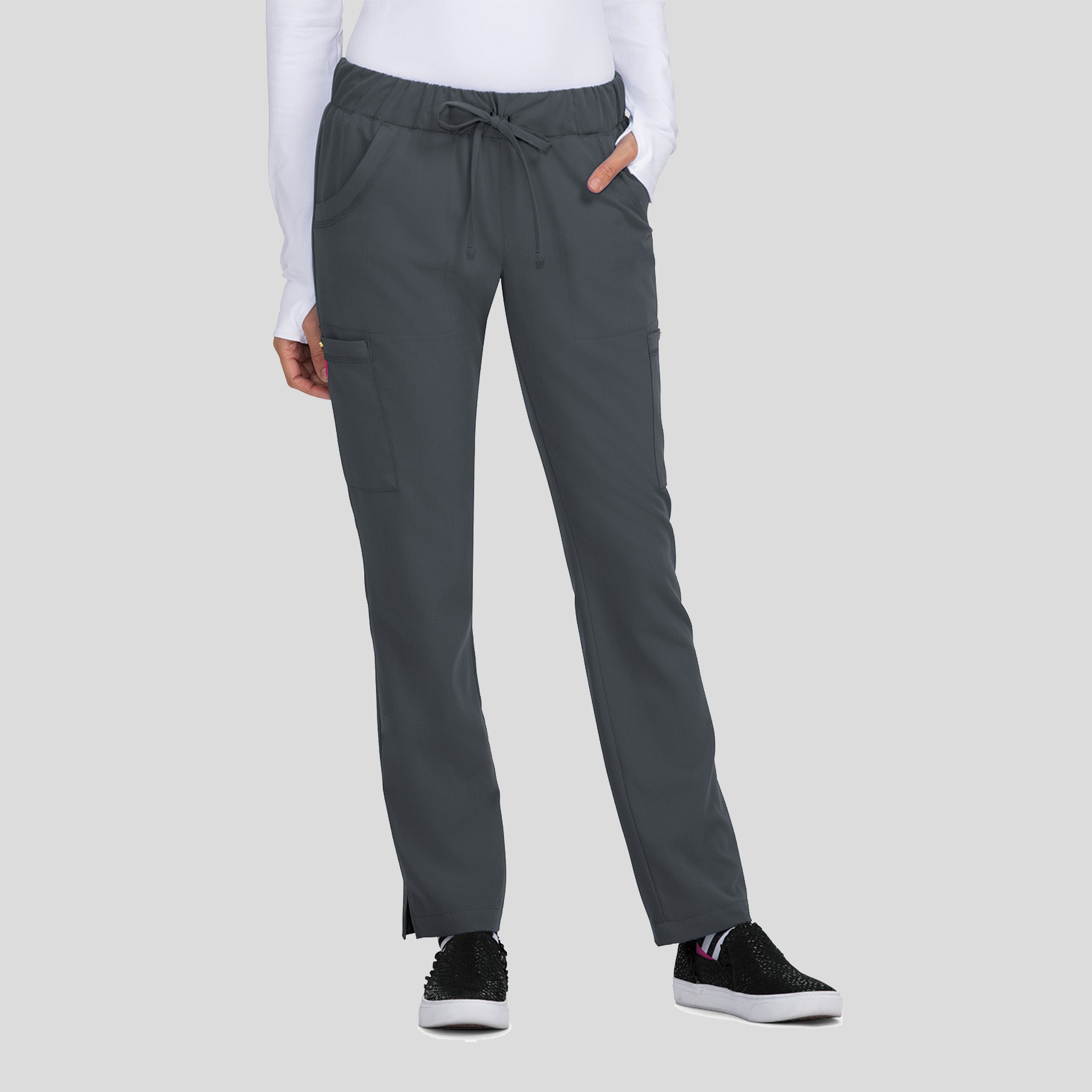 Betsey Johnson Buttercup Women's 6-Pocket Slim Fit Scrub Pants | Charcoal