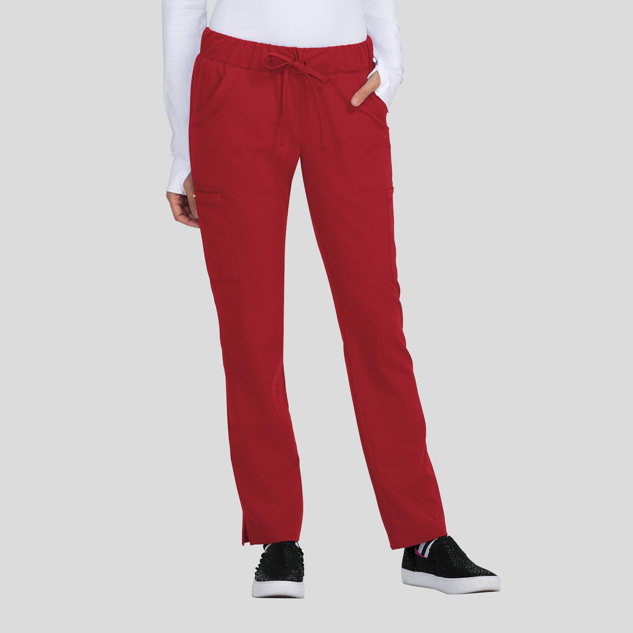 Betsey Johnson Buttercup Women's 6-Pocket Slim Fit Scrub Pants | Ruby