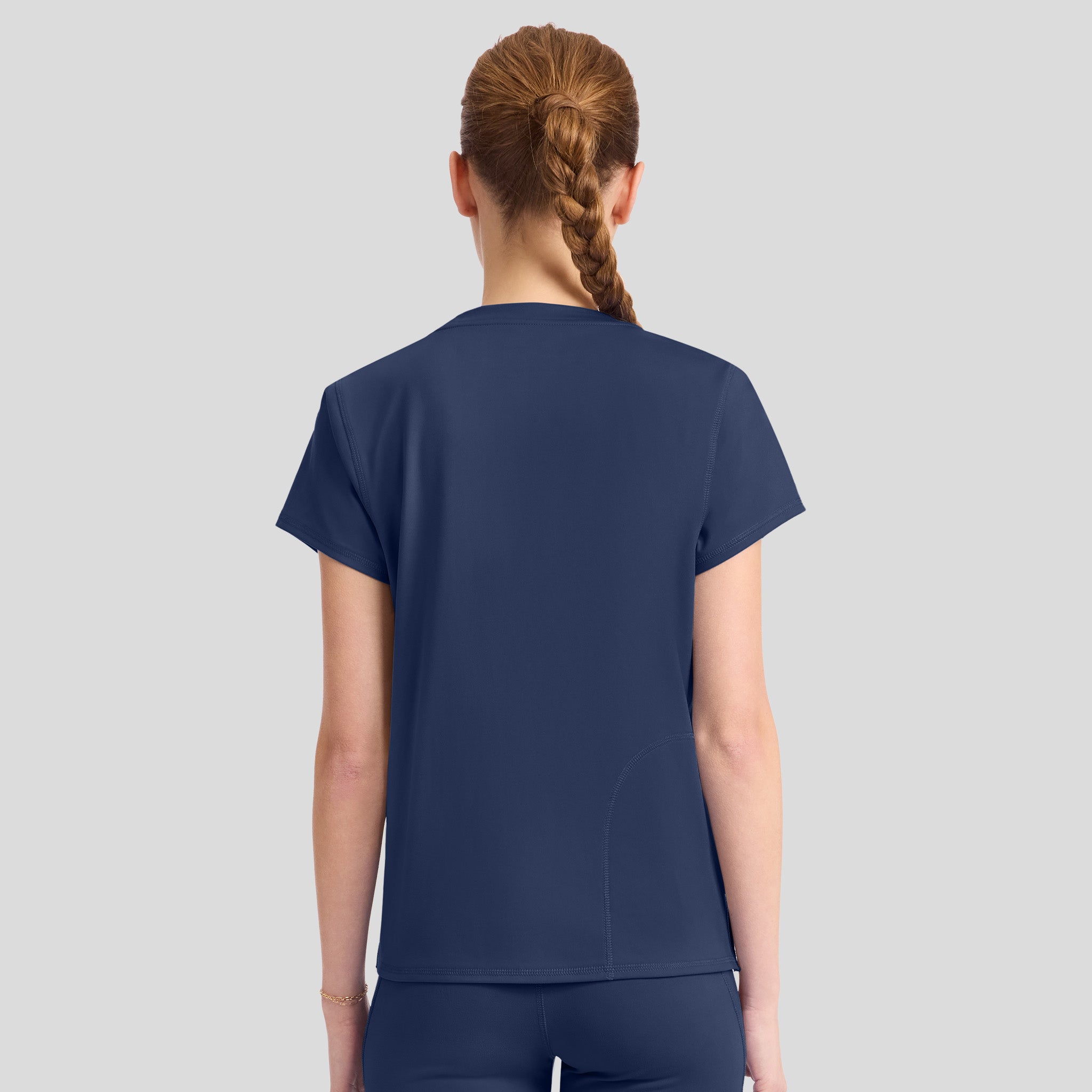 2-Pocket STRETCH Crew Neck Scrub Top | Navy