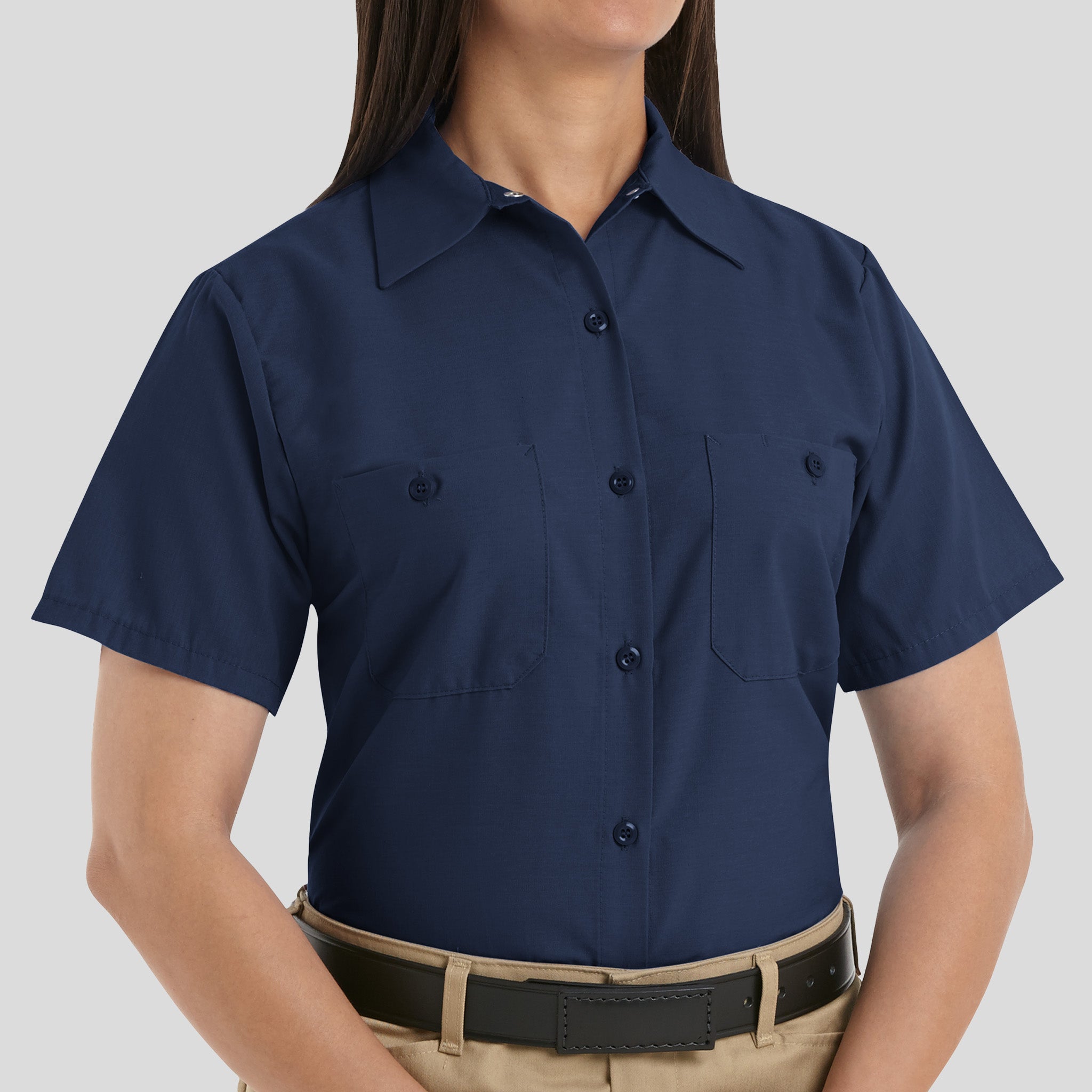 Women's Short Sleeve Industrial Work Shirt | Navy