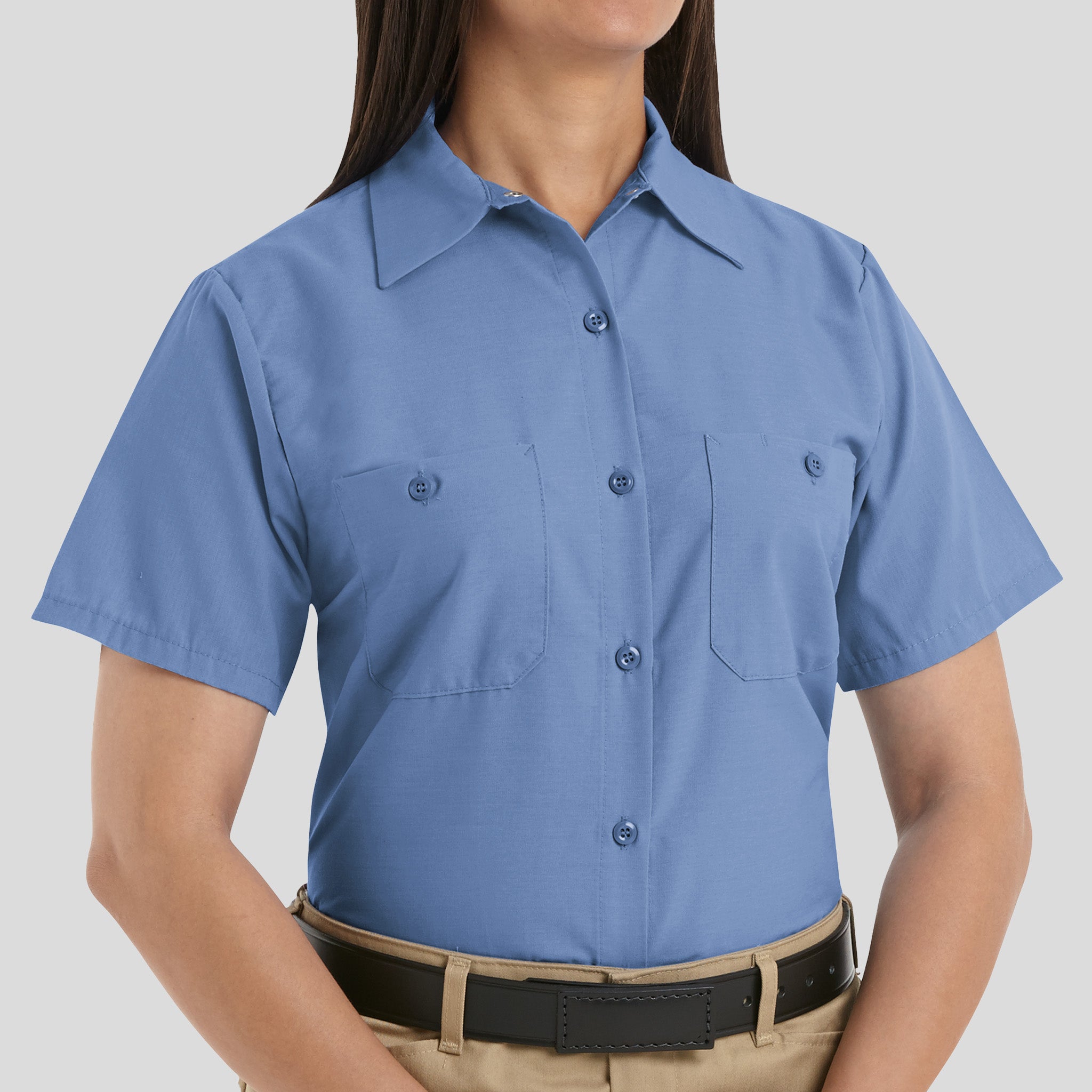 Women's Short Sleeve Industrial Work Shirt | Medium Blue
