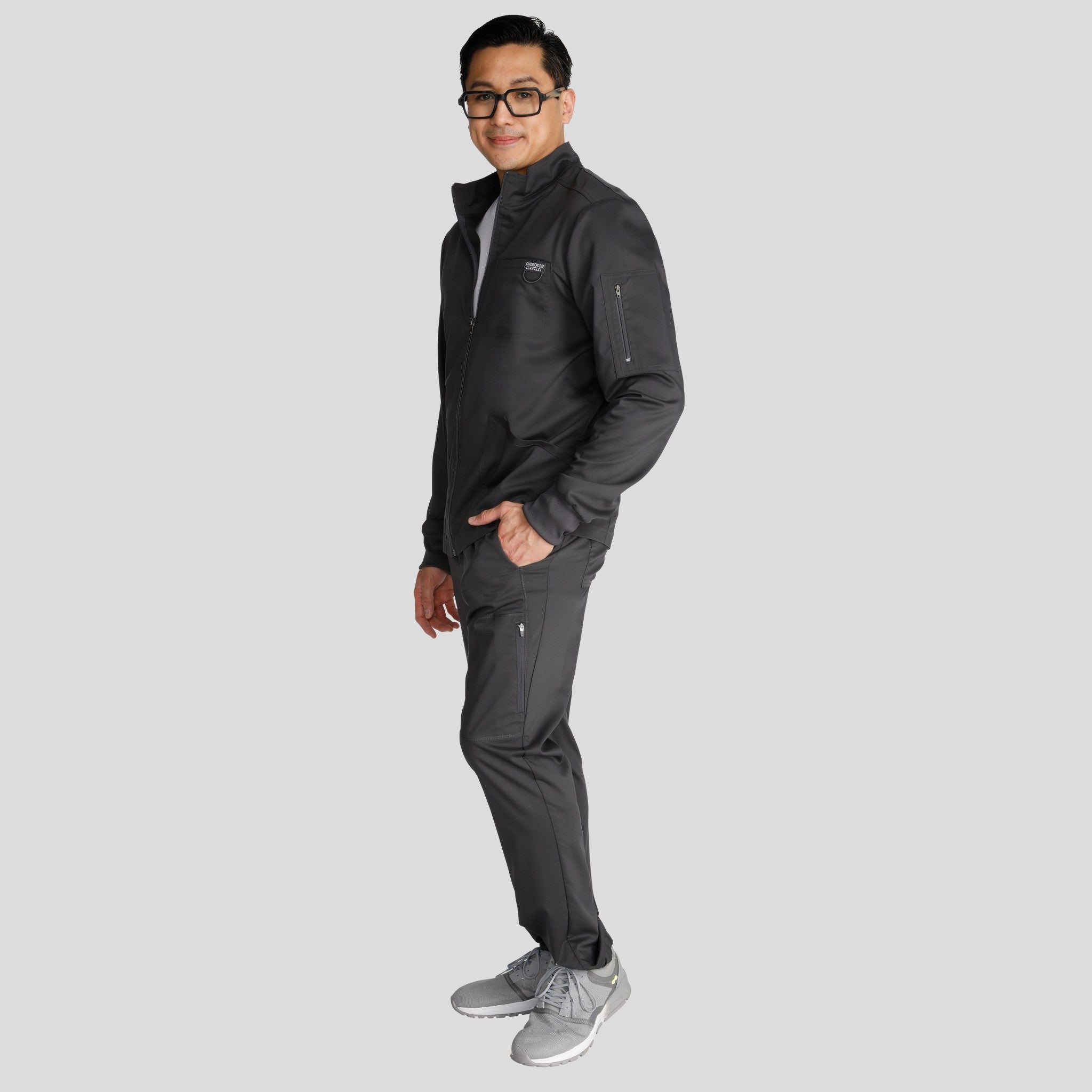 Men's Zip Front Scrub Jacket | Pewter