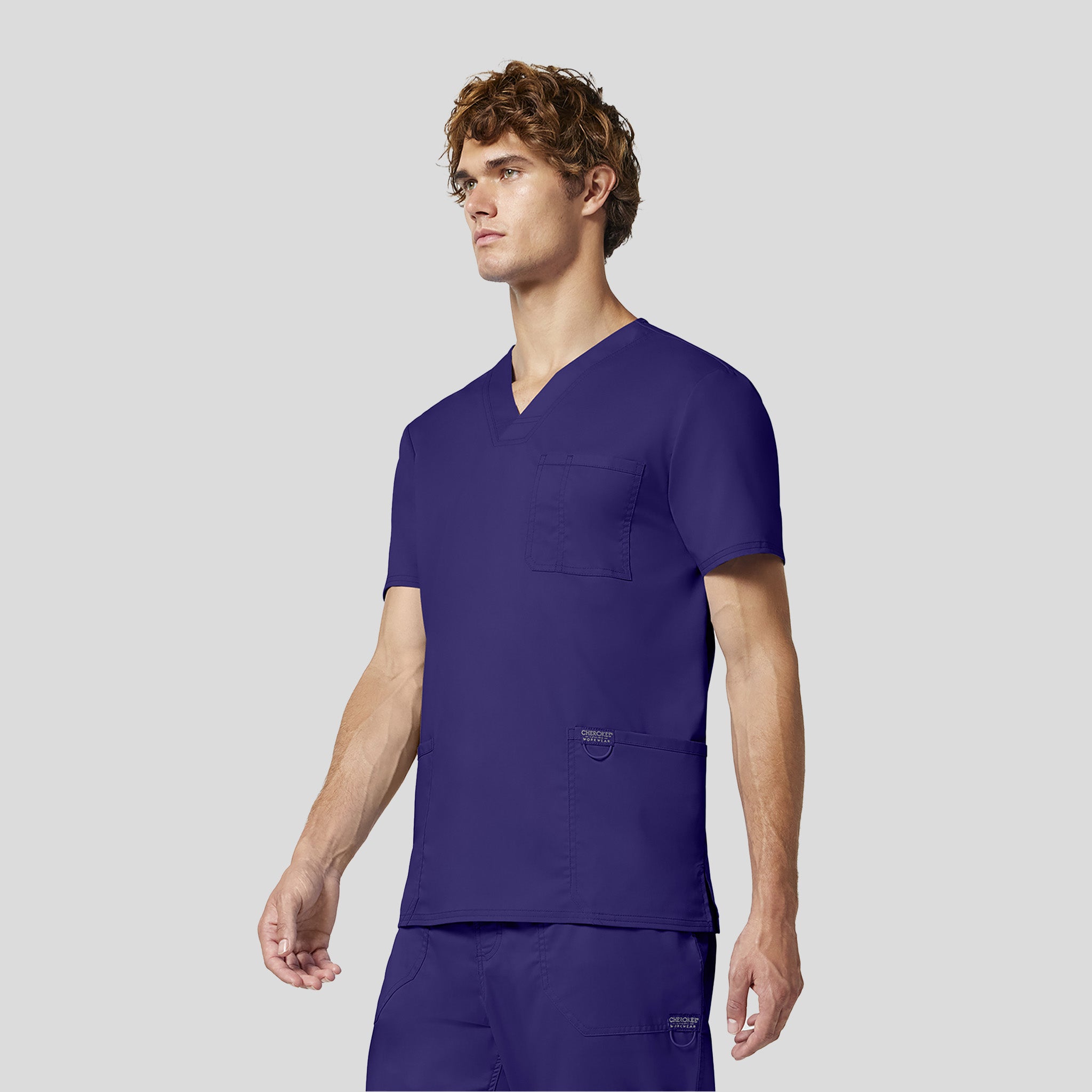 Men's Utility 3-Pocket V-Neck Scrub Top | Grape