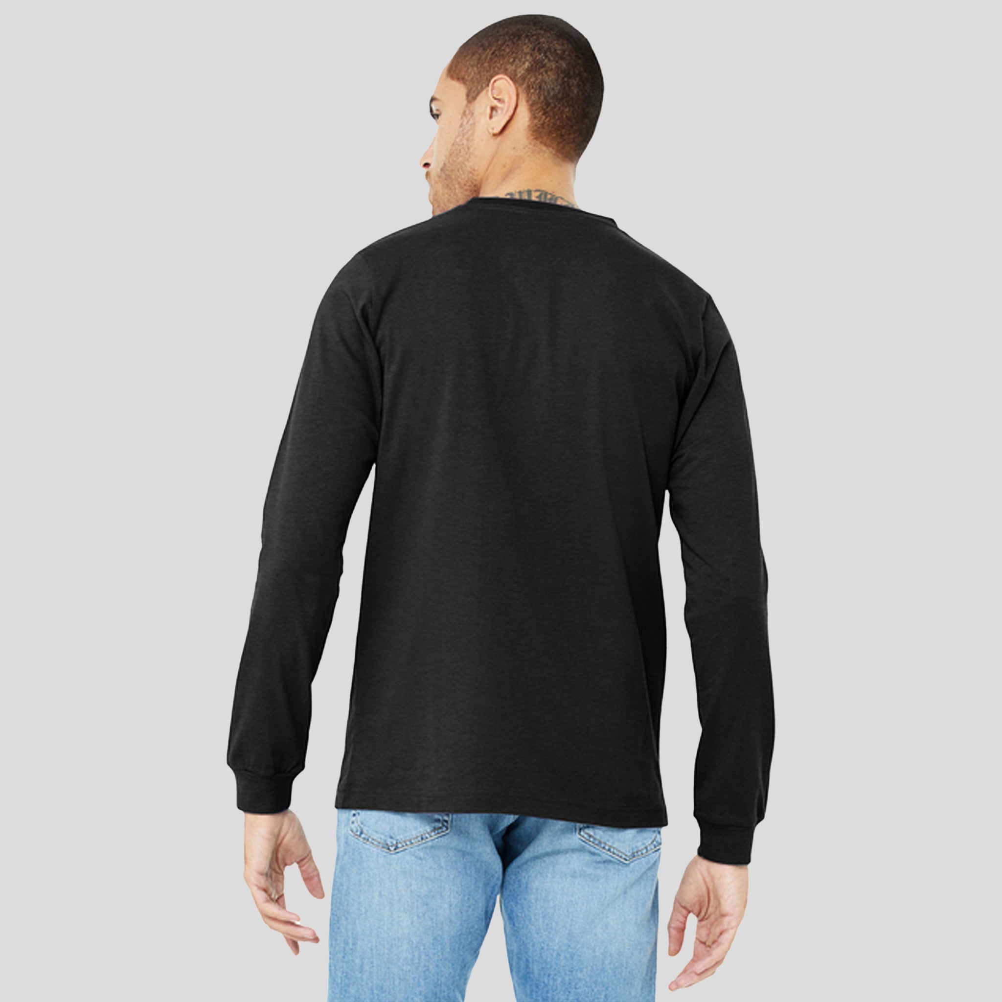 Unisex Heather CVC Long Sleeve Tee | Black Heather