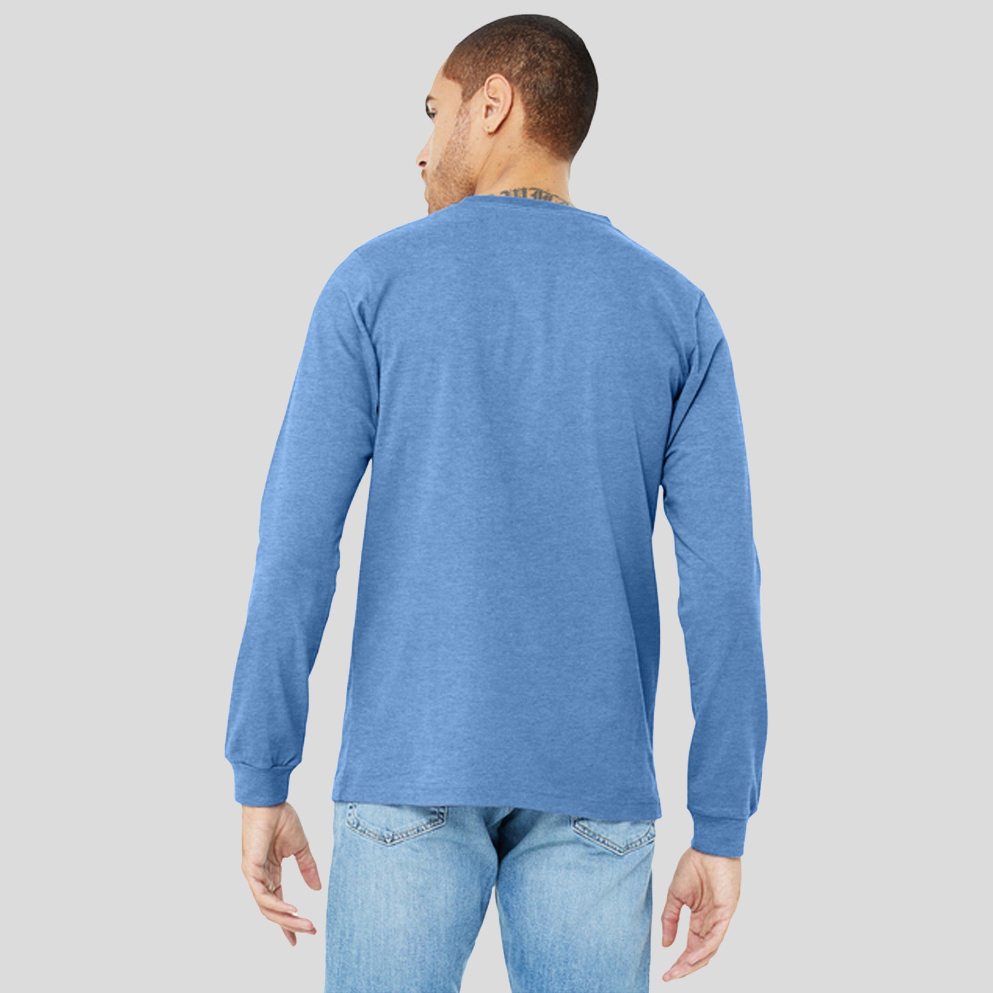Unisex Heather CVC Long Sleeve Tee | Heather Carolina Blue