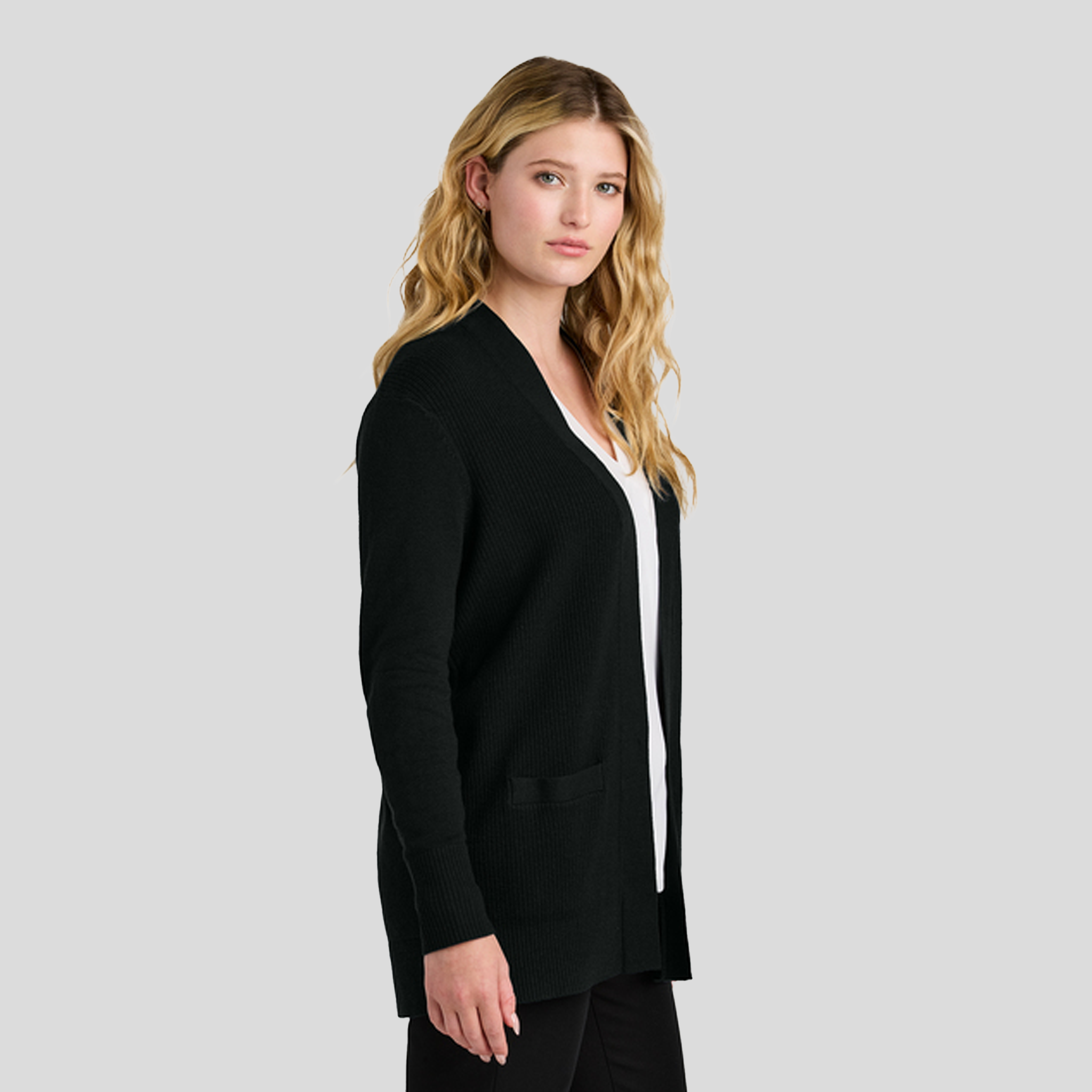 Women’s Easy Care Open-Front Cardigan Sweater | Deep Black