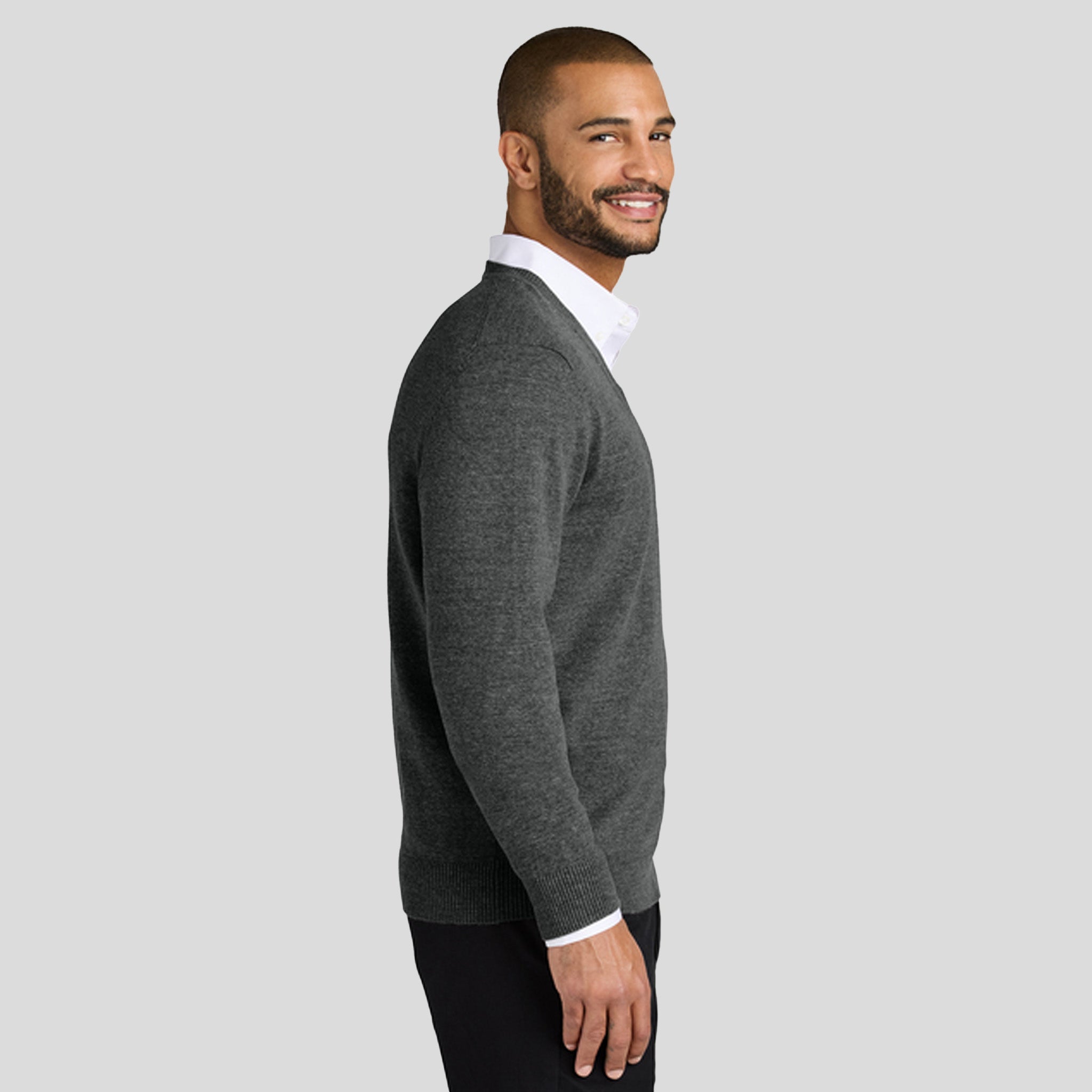 Easy Care V-Neck Sweater | Charcoal Heather
