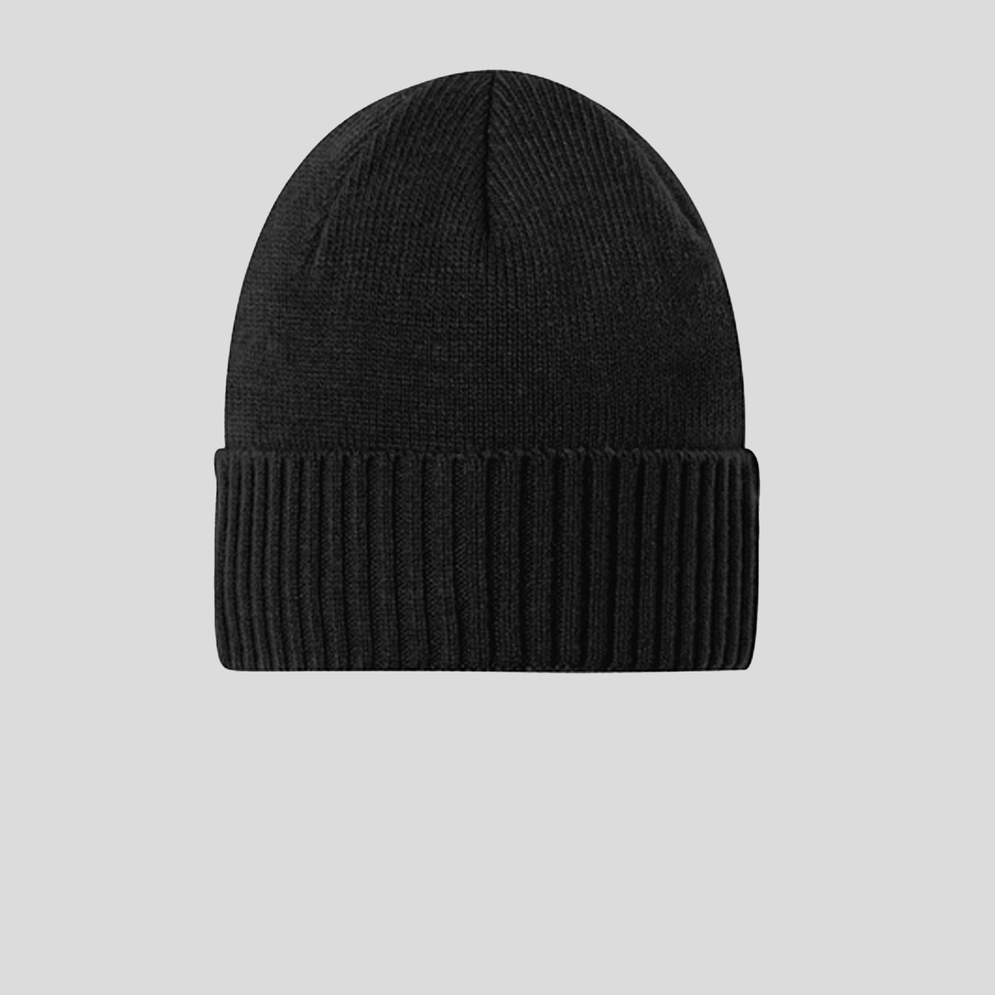 Rib Knit Cuff Beanie | Black