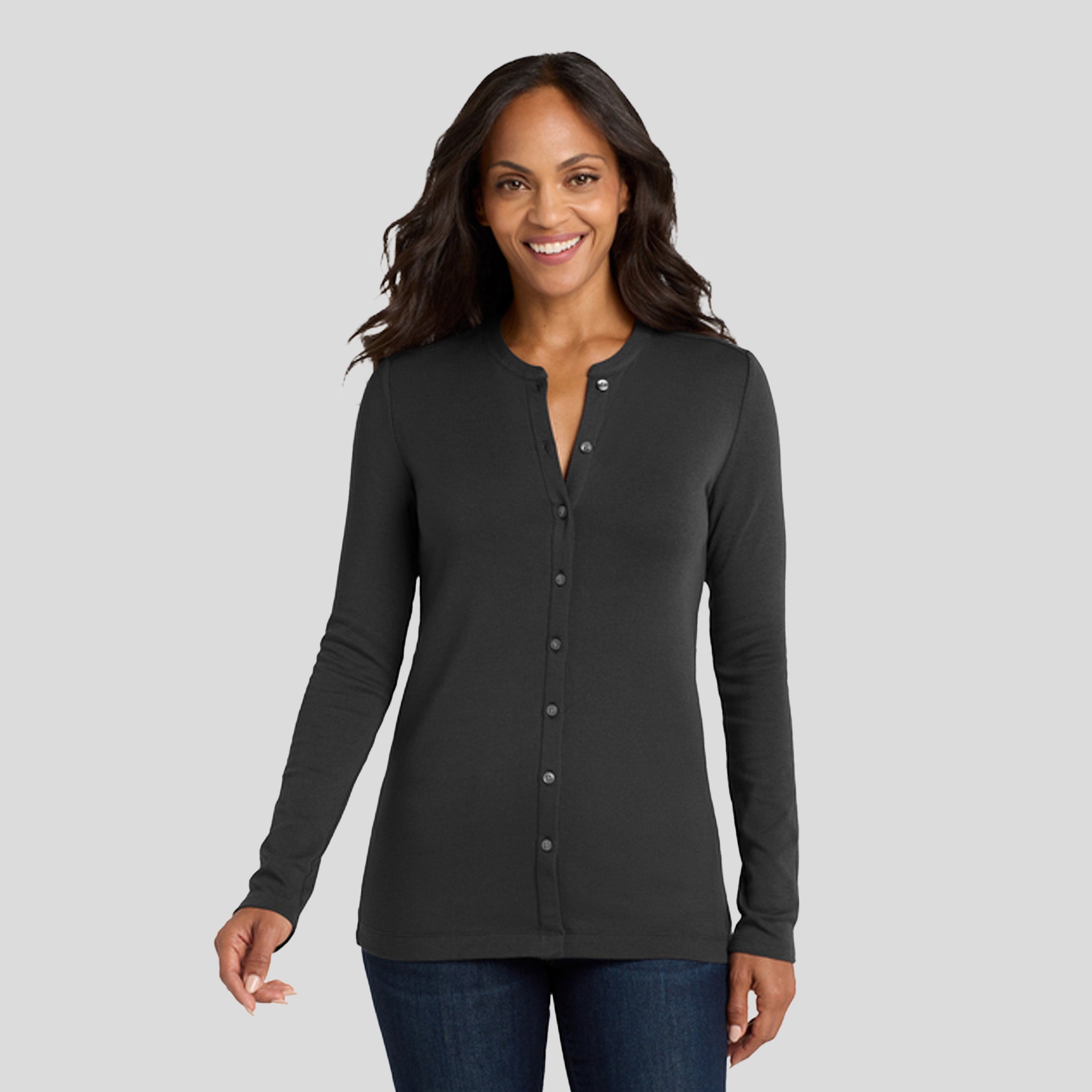 Women's Concept Stretch Button-Front Cardigan | Black