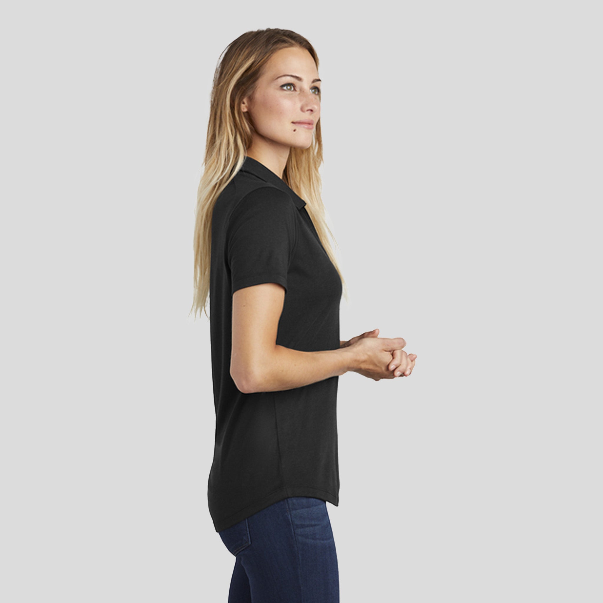 Women's PosiCharge ® Tri-Blend Wicking Polo | Black Triad Solid