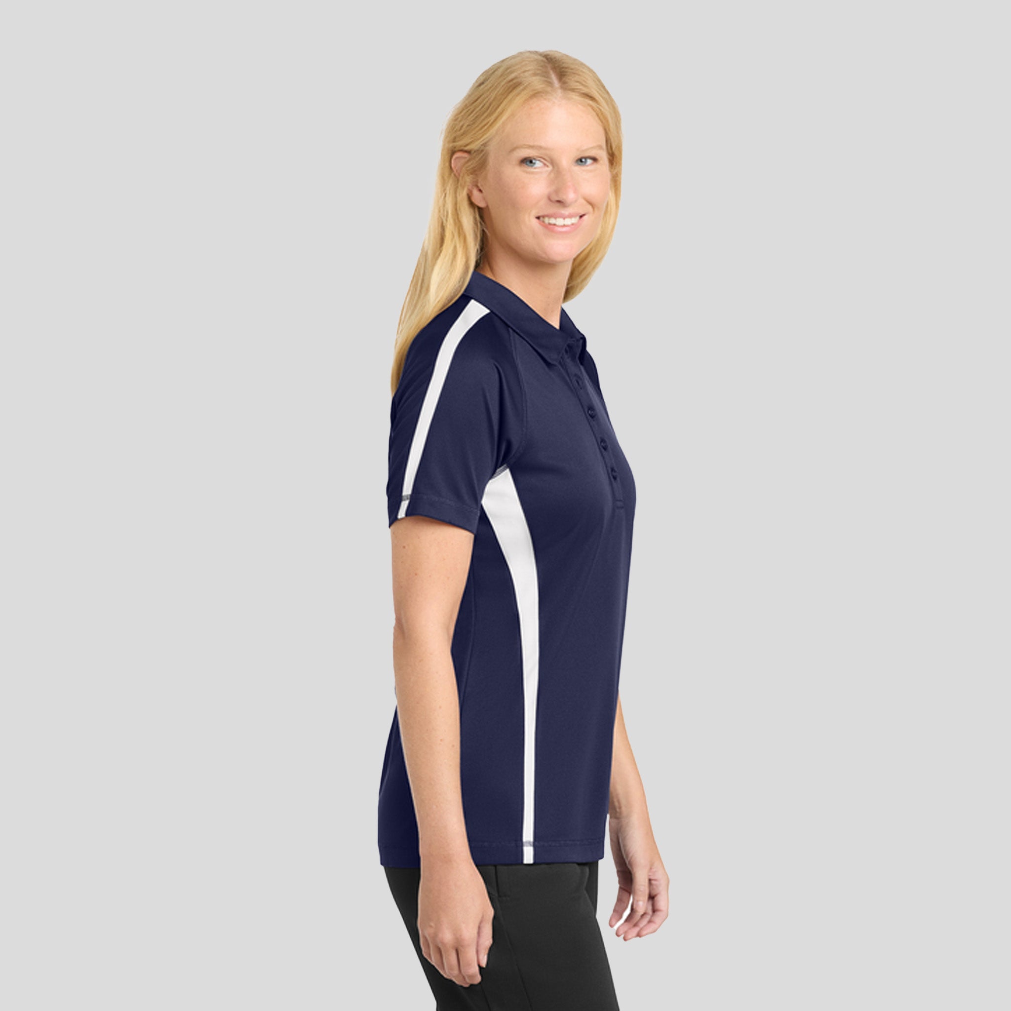 Women's PosiCharge® Micro-Mesh Colorblock Polo | Navy/White