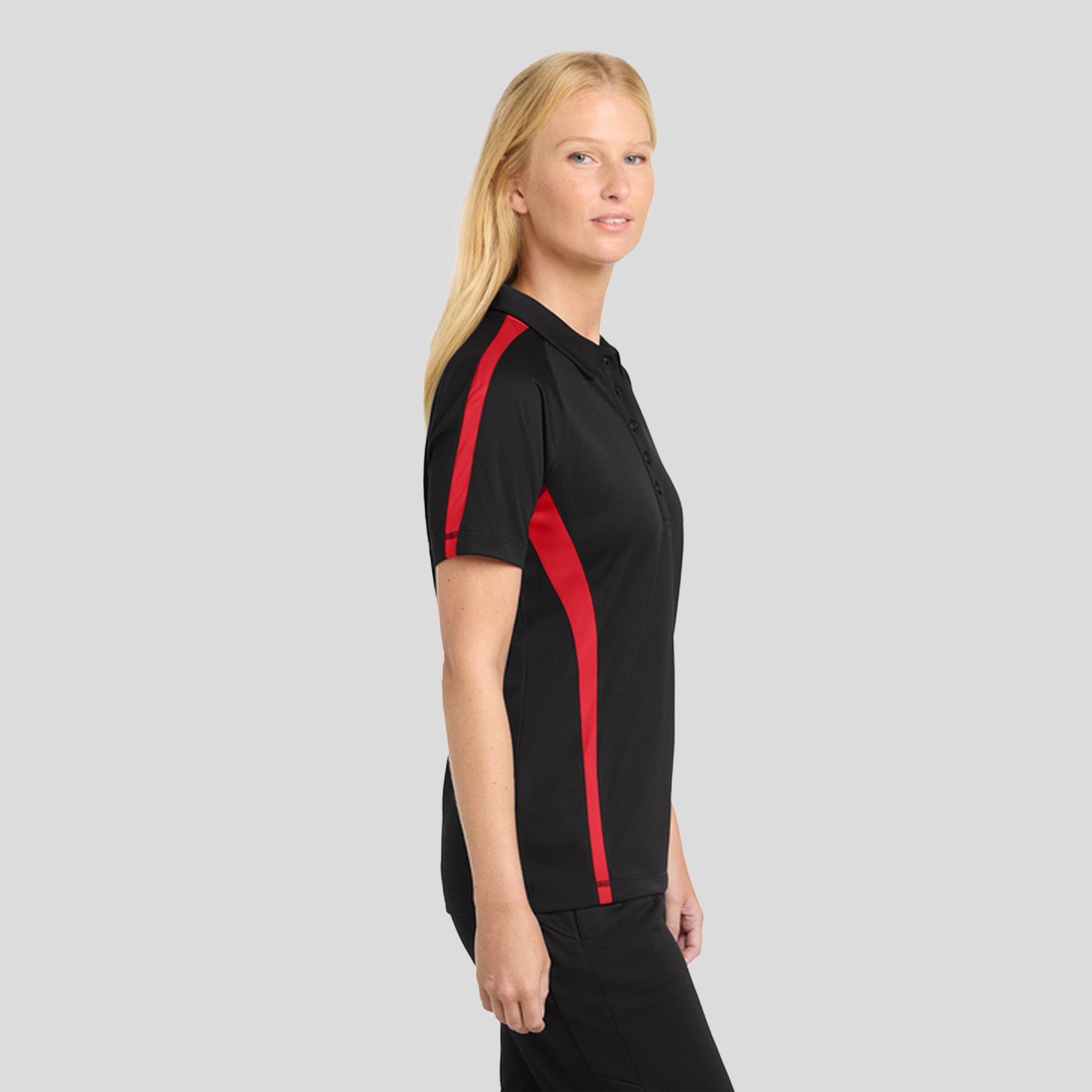 Women's PosiCharge® Micro-Mesh Colorblock Polo | Black/Red