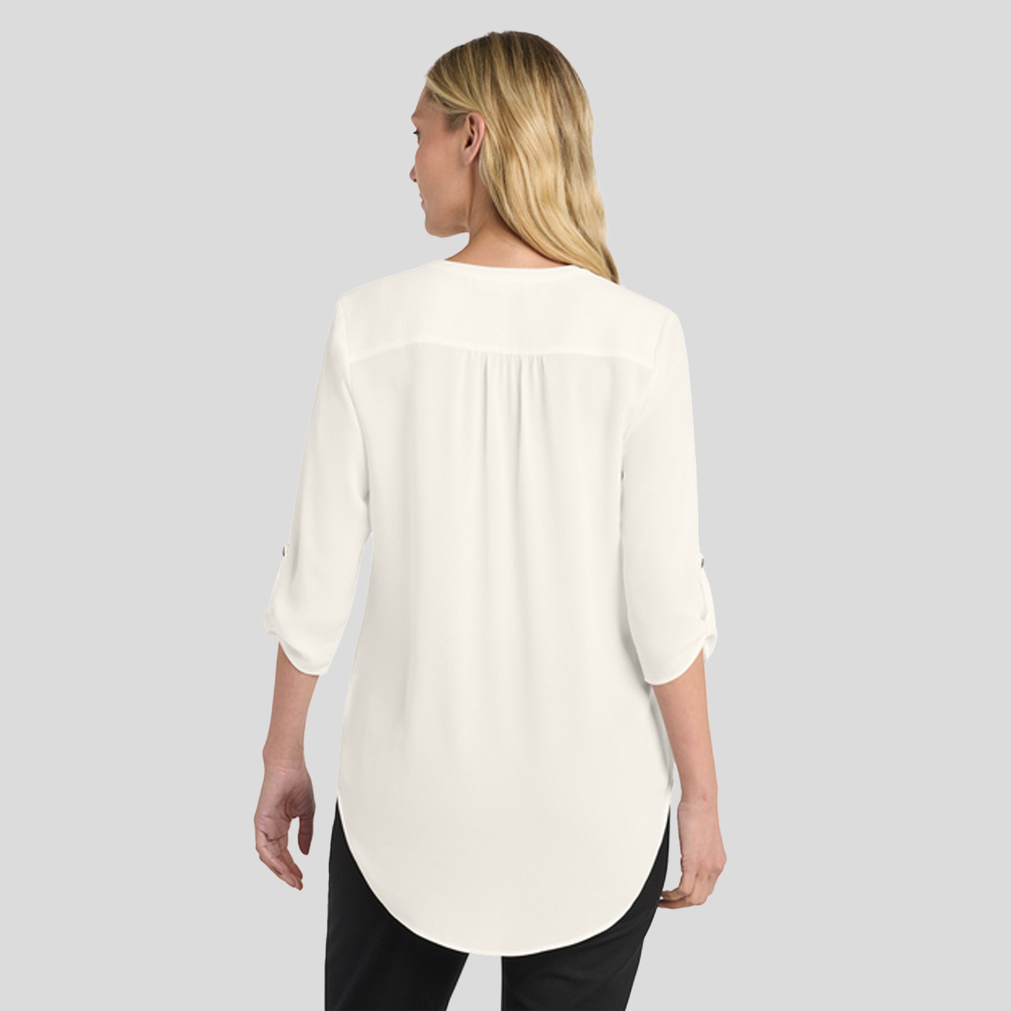 Women's 3/4-Sleeve Tunic Blouse | Ivory Chiffon