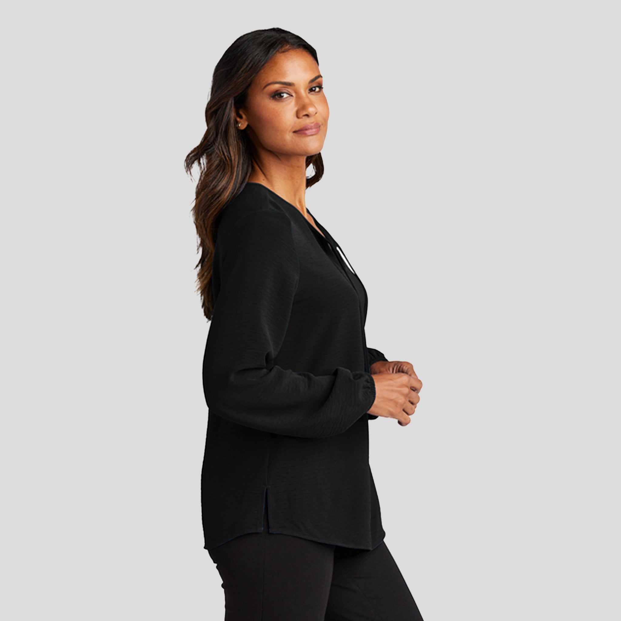 Women's Textured Crepe Blouse | Black
