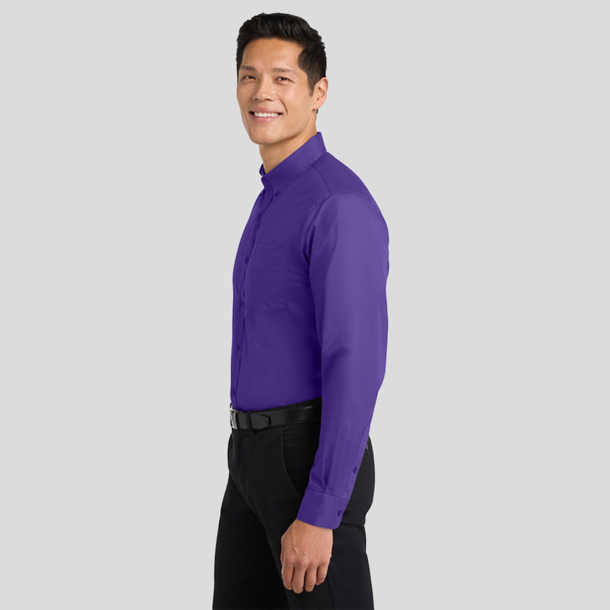 Long Sleeve Easy Care Shirt | Purple/Light Stone