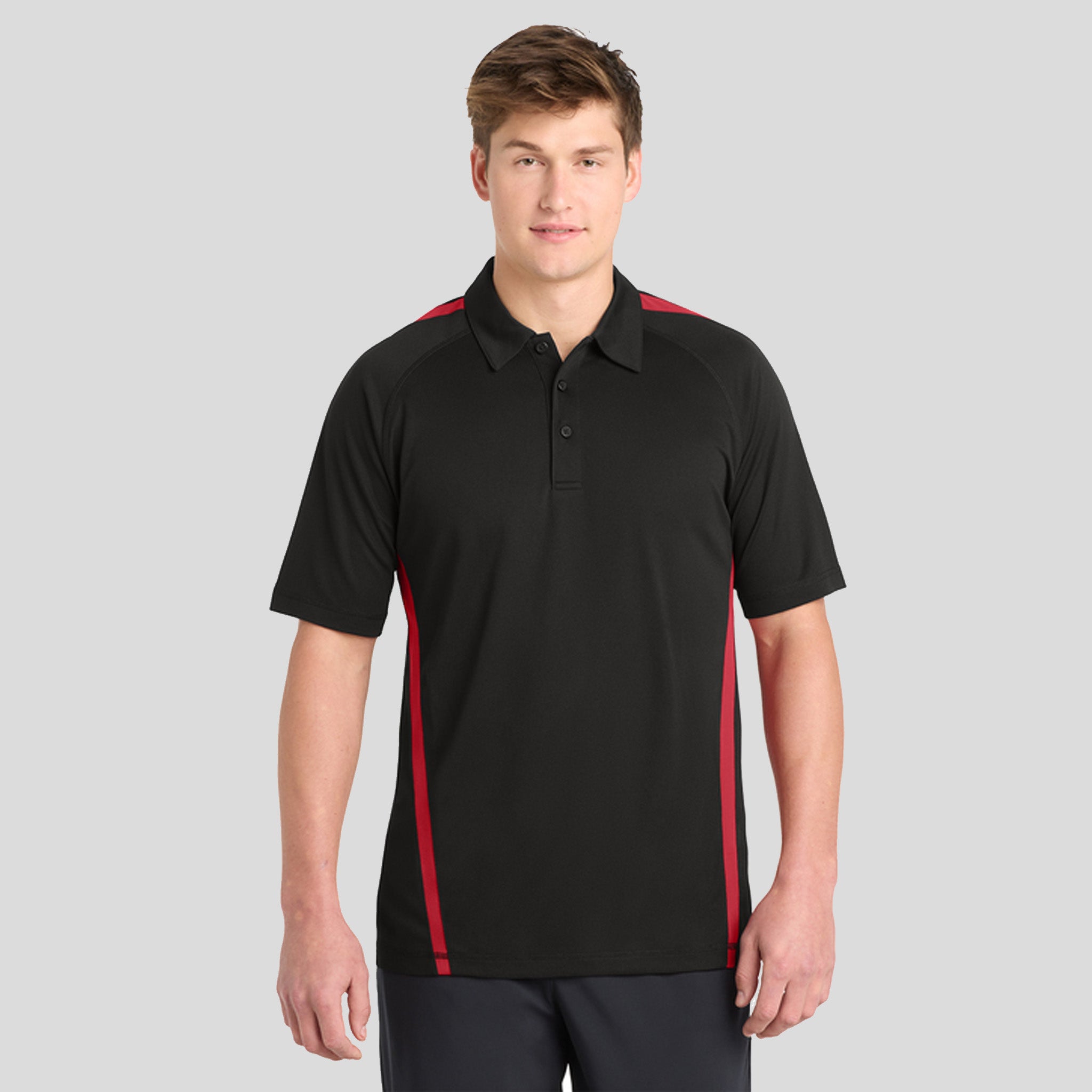 PosiCharge® Micro-Mesh Colorblock Polo | Black/Red