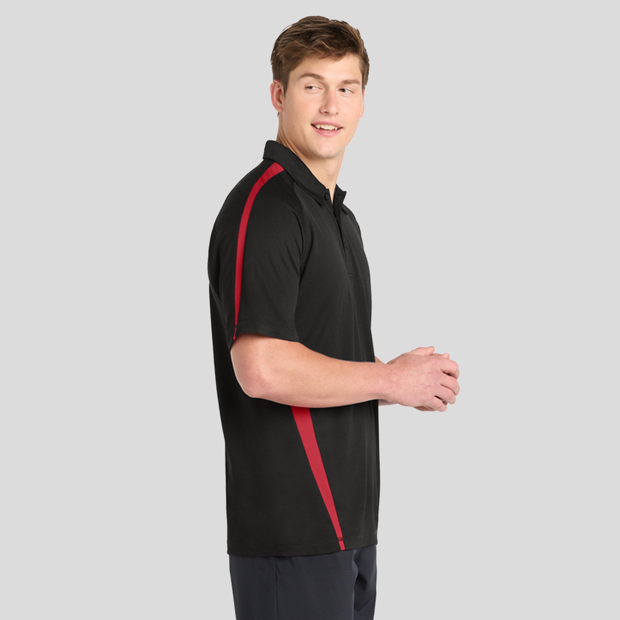 PosiCharge® Micro-Mesh Colorblock Polo | Black/Red