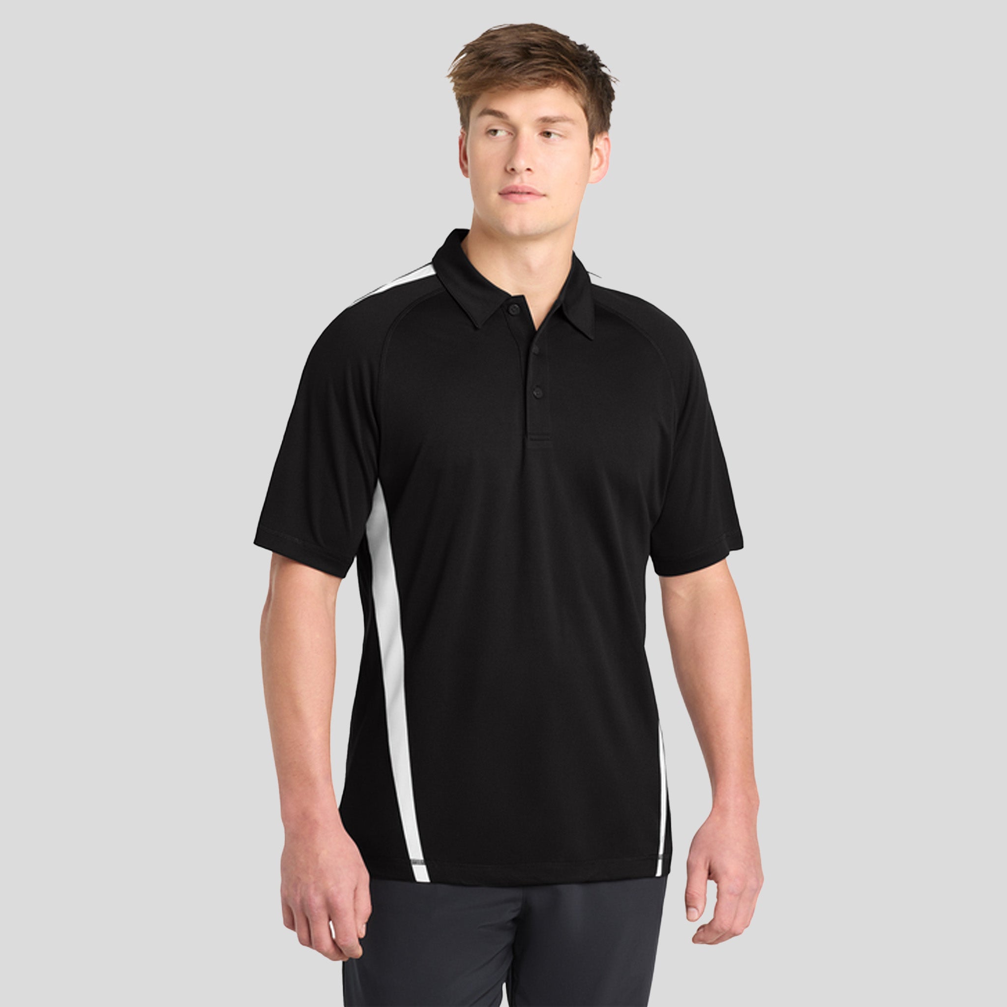 PosiCharge® Micro-Mesh Colorblock Polo | Black/White
