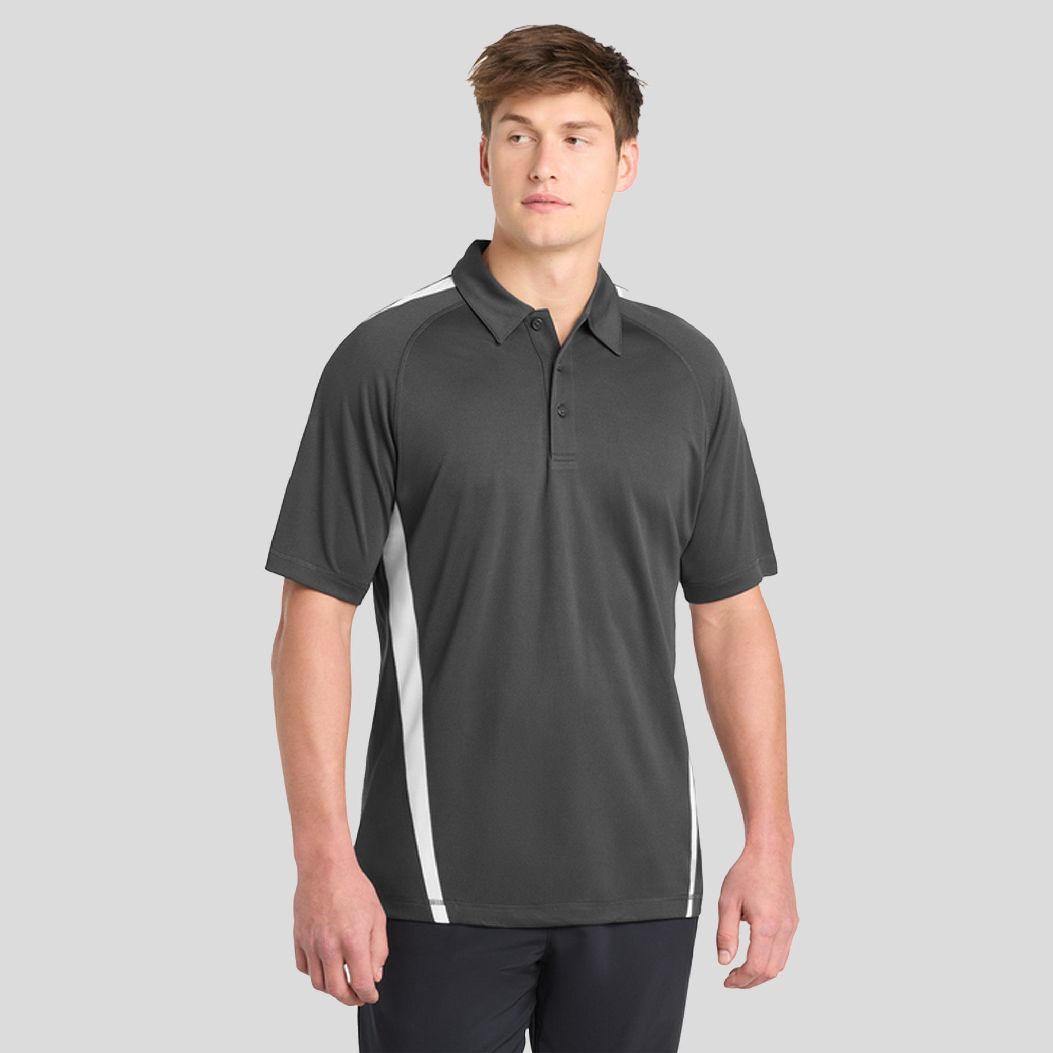 PosiCharge® Micro-Mesh Colorblock Polo | Grey/White