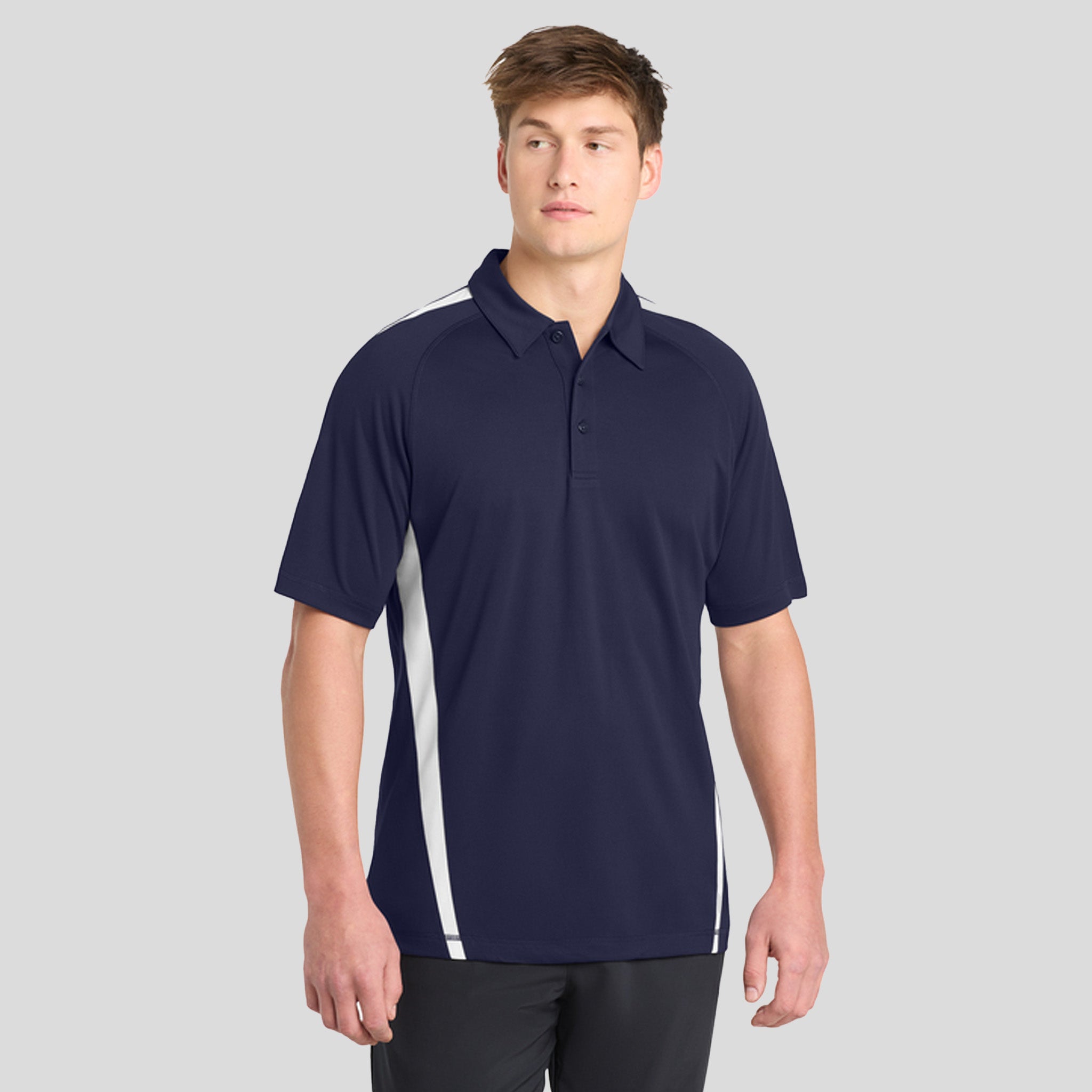 PosiCharge® Micro-Mesh Colorblock Polo | Navy/White