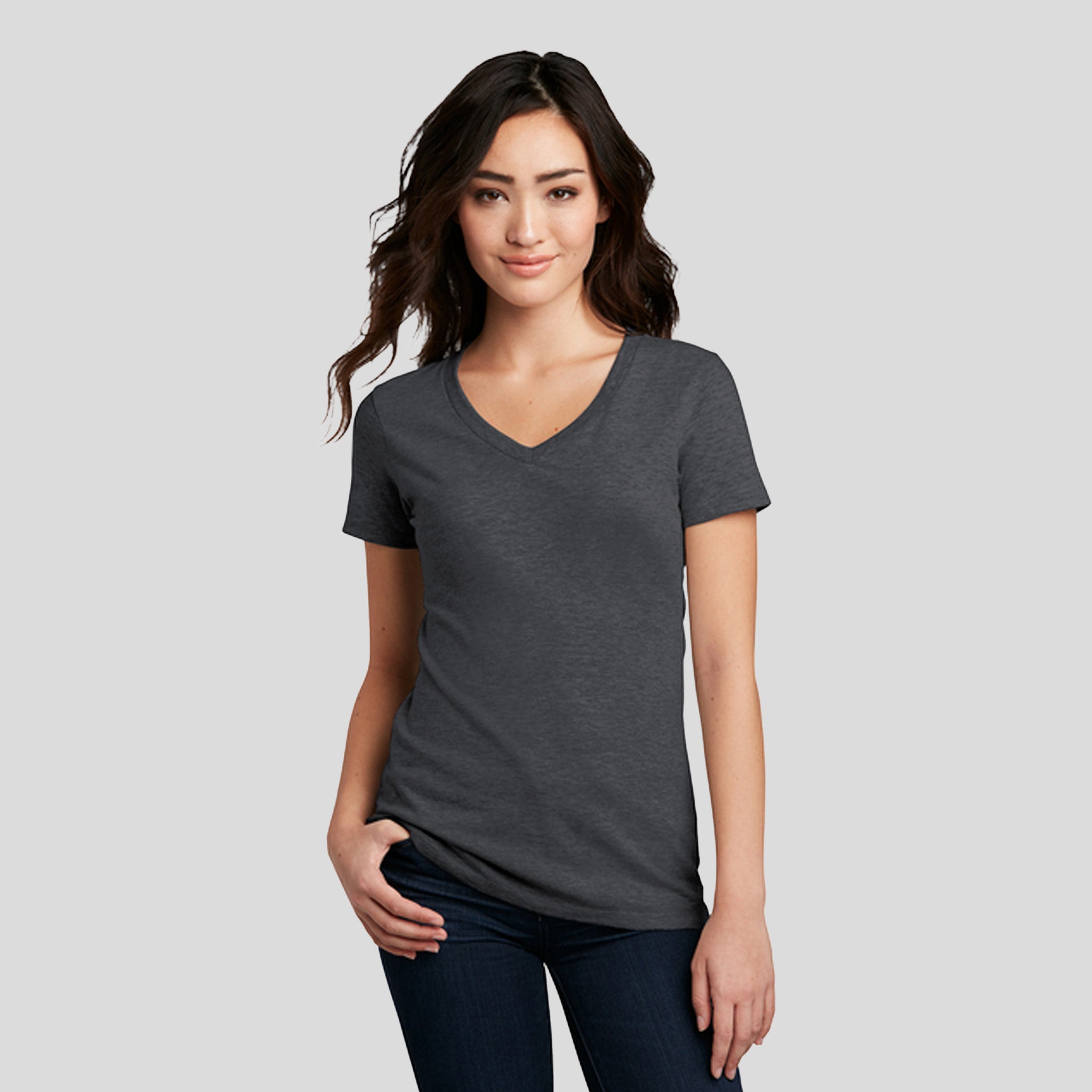 Women’s Perfect Blend® CVC V-Neck Tee | Heathered Charcoal