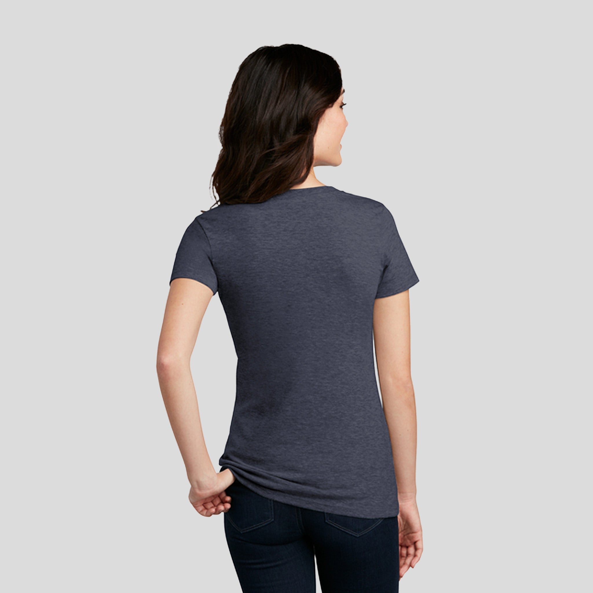 Women’s Perfect Blend® CVC V-Neck Tee | Heathered Navy