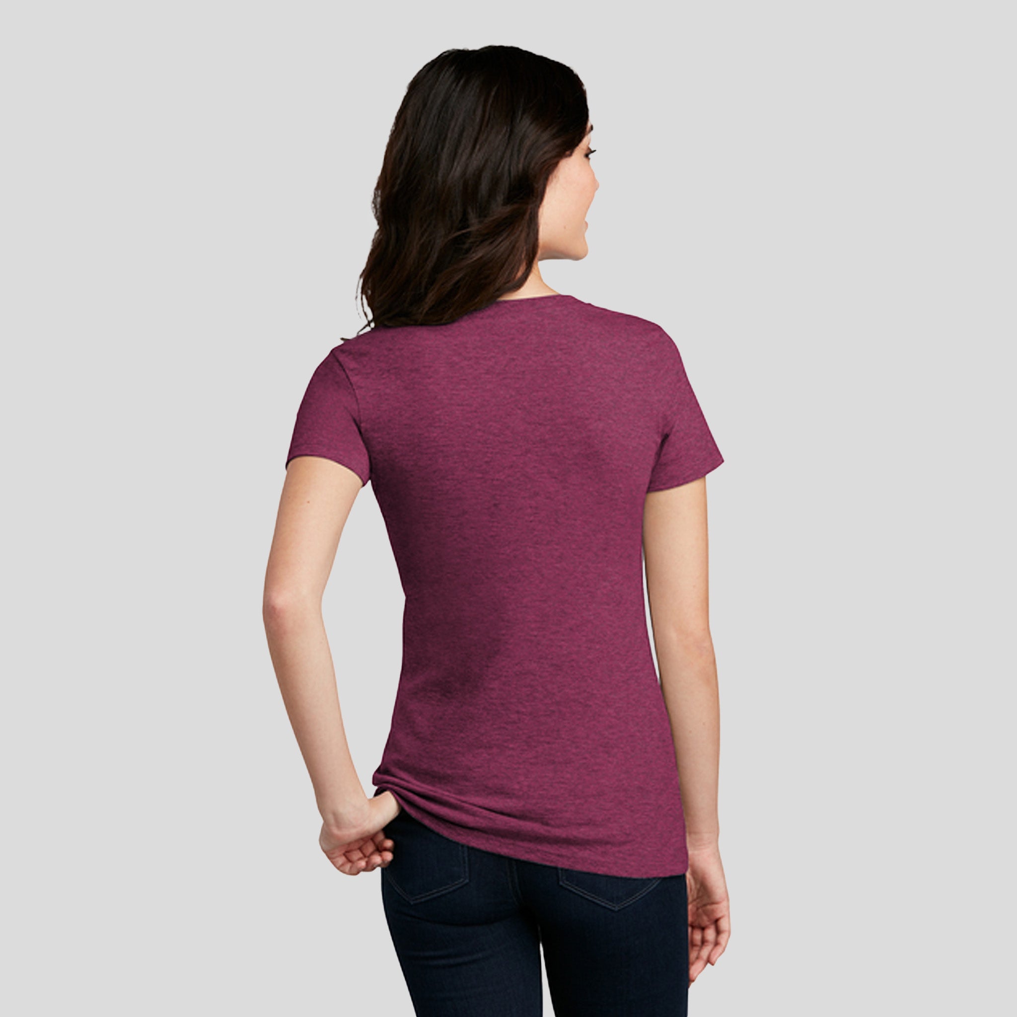 Women’s Perfect Blend® CVC V-Neck Tee | Raspberry Fleck