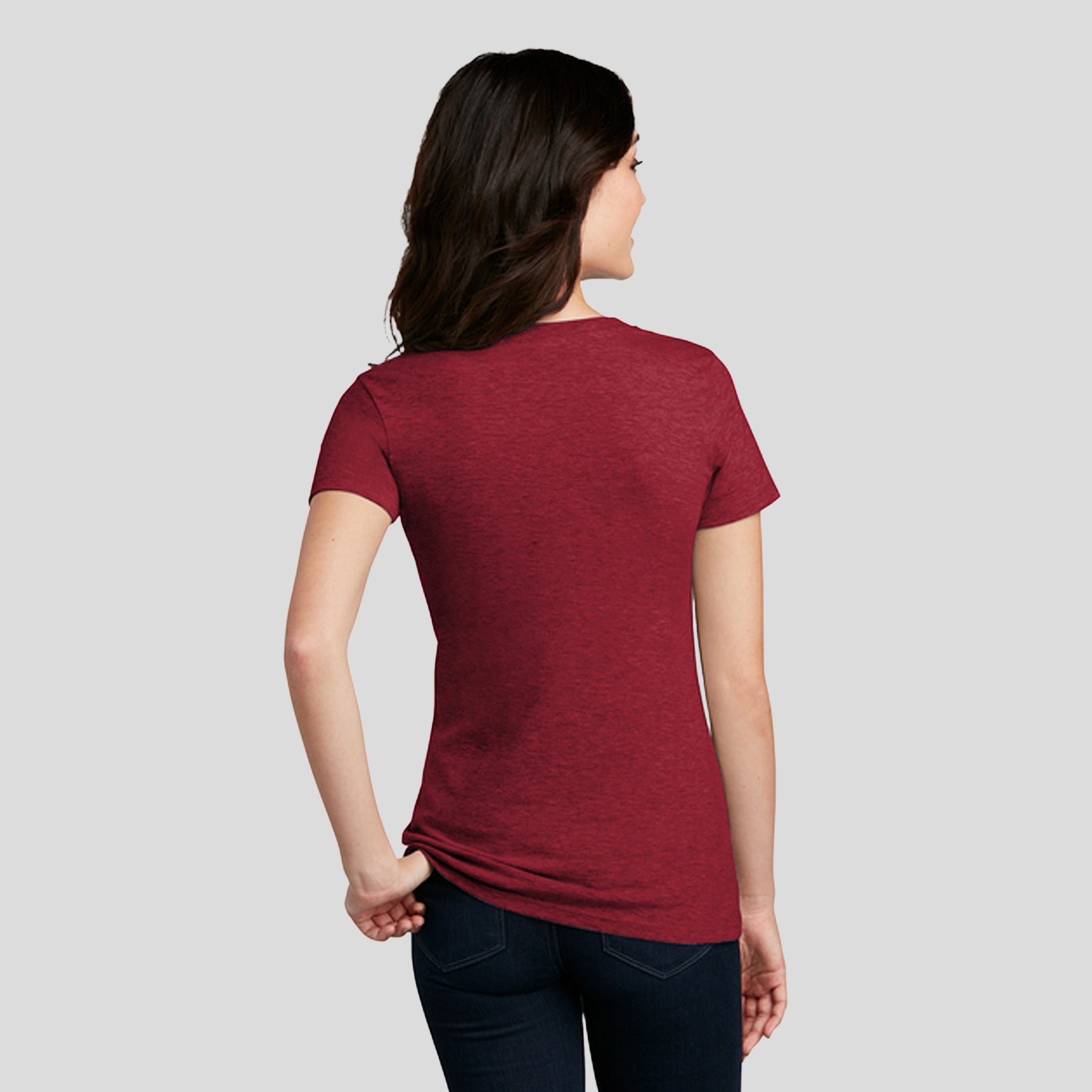 Women’s Perfect Blend® CVC V-Neck Tee | Red Fleck